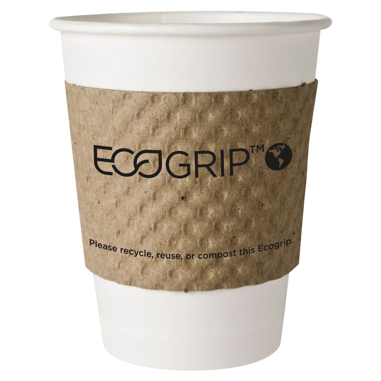 Eco Products EcoGrip Cup Sleeves For 20 Oz Hot Cups, 100% Recycled, Kraft, Carton Of 1,300