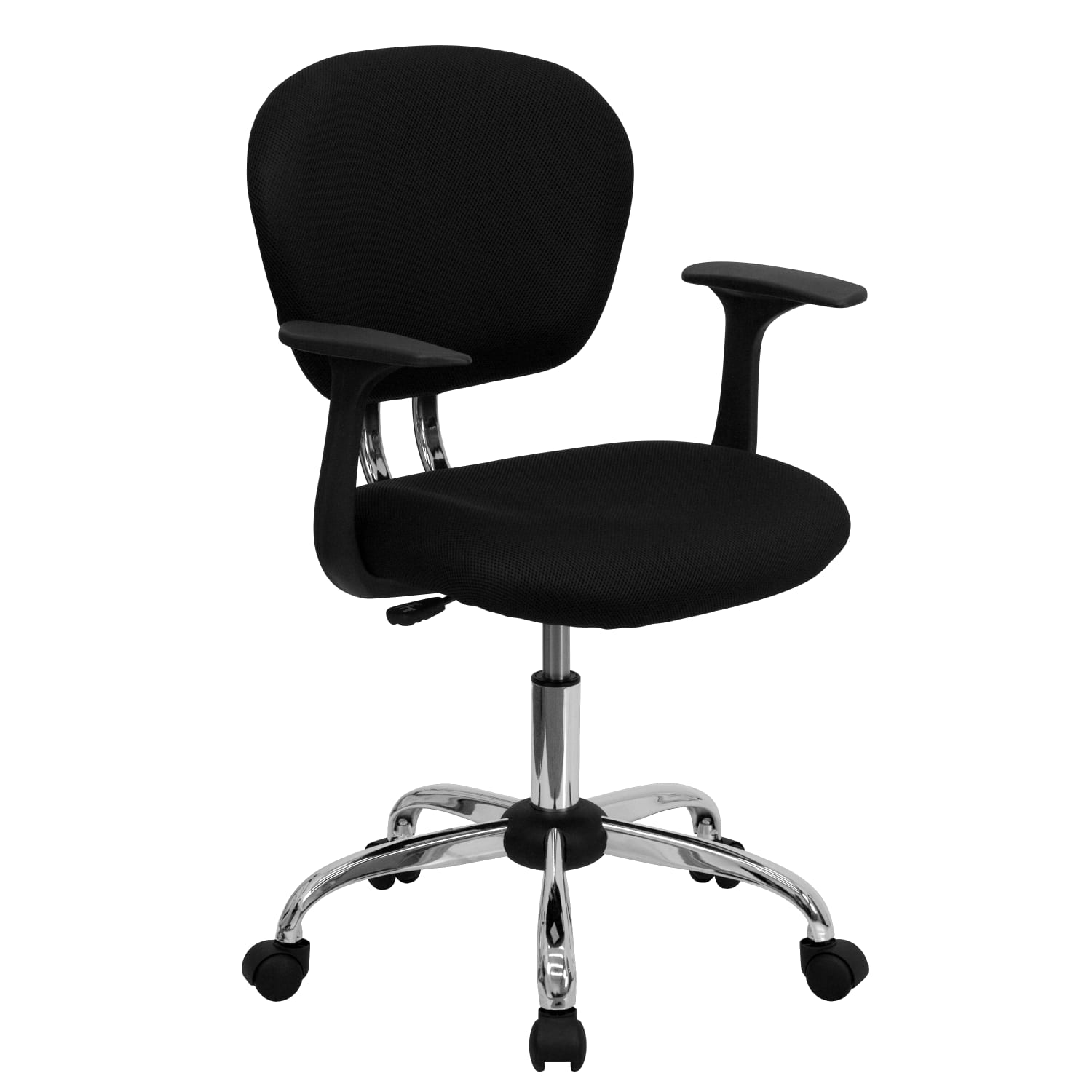 Flash Furniture Mesh Mid-Back Swivel Task Chair With Arms, Black/Silver - Image 3