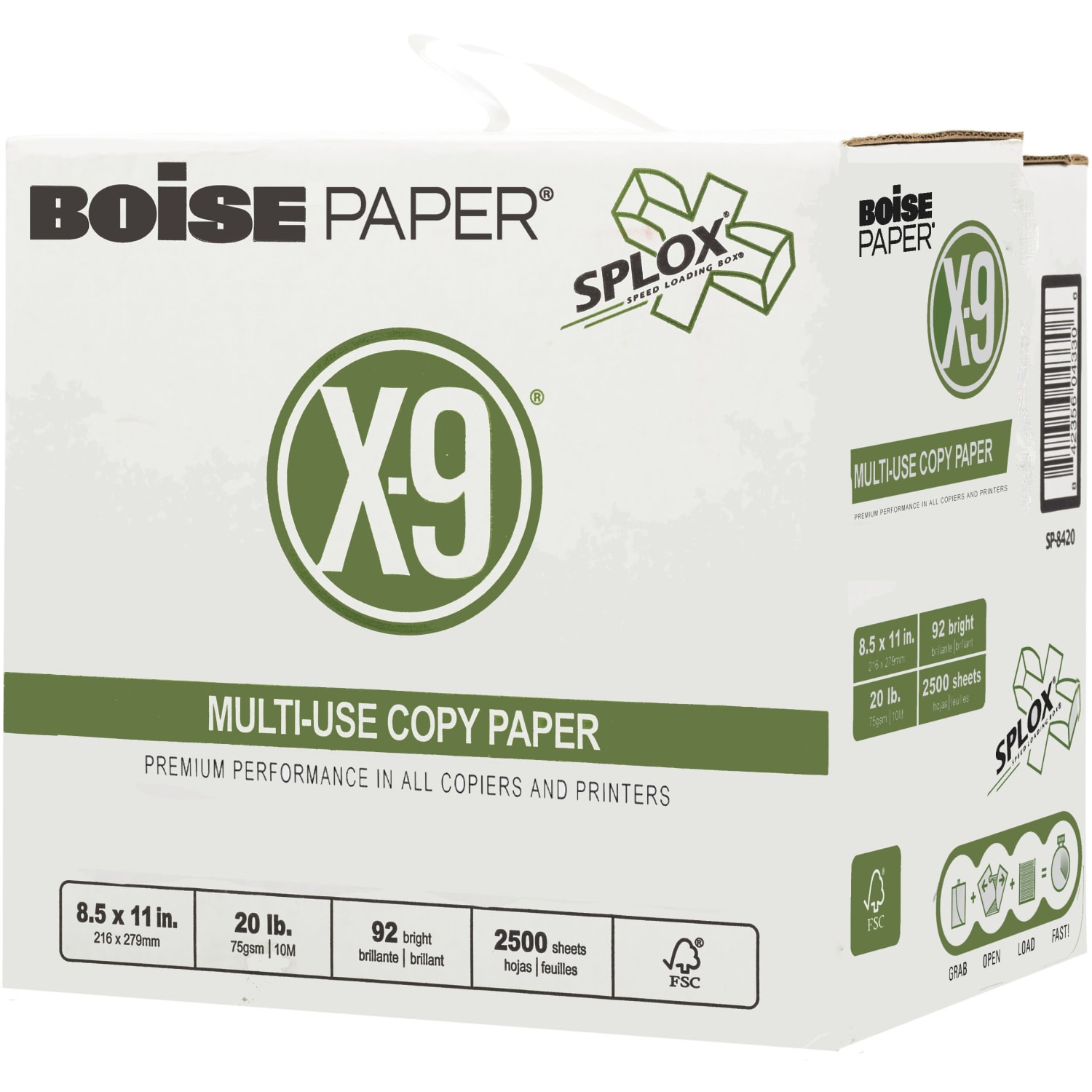 Boise X-9 SPLOX Reamless Multi-Use Printer & Copy Paper, 5 Reams, White, Letter (8.5in x 11in), 2500 Sheets Per Case, 20 Lb, 92 Brightness - Image 3