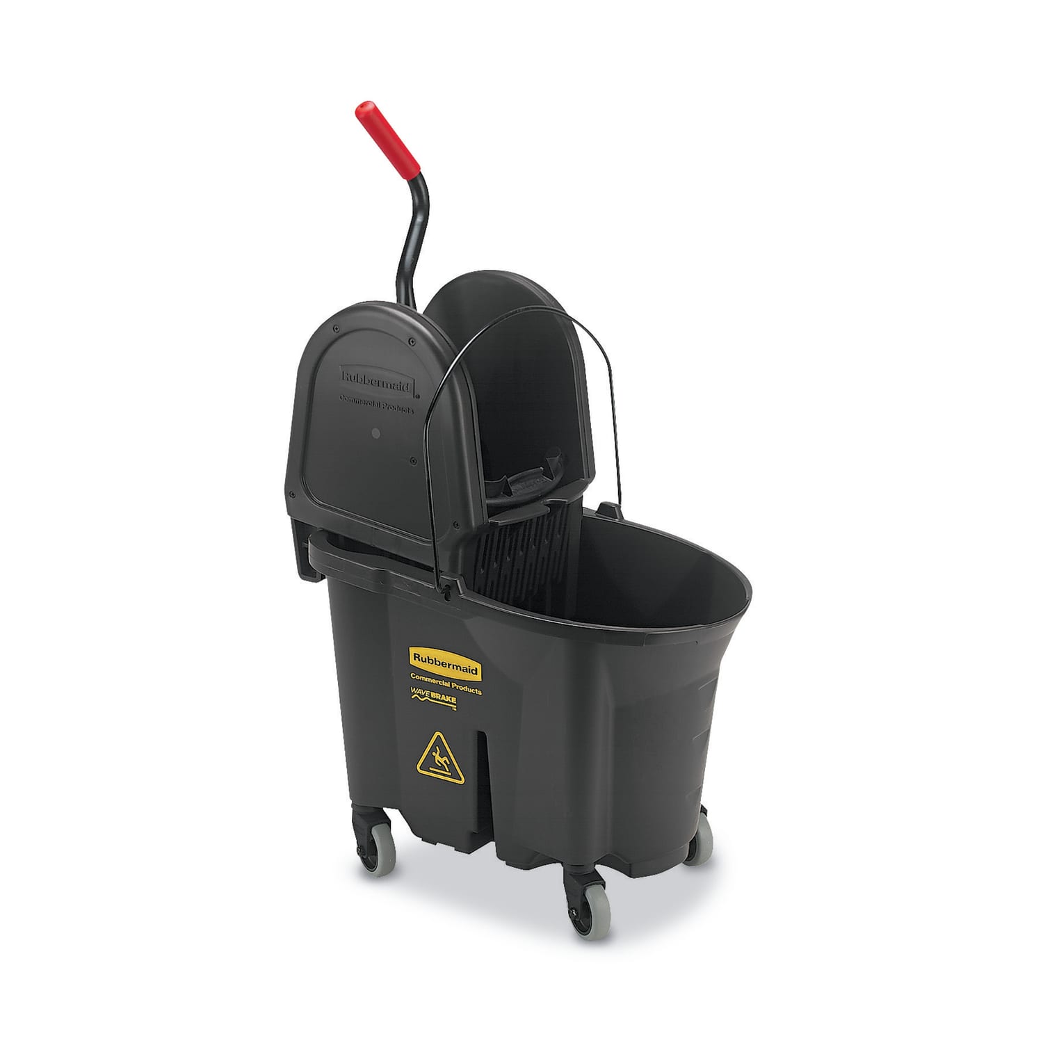 Rubbermaid WaveBrake Plastic Commercial Bucket With Wringer, 35 Qt, 33 3/4inH x 16inW x 27 1/4inD, Brown - Image 3