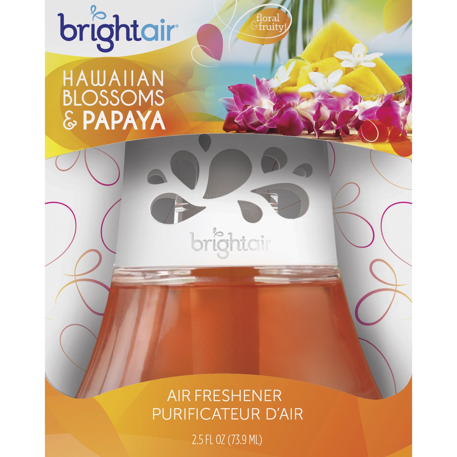Bright Air Scented Oil Air Freshener, Hawaiian Blossoms & Papaya Scent, 2.5 Oz, Pack of 6 - Image 4