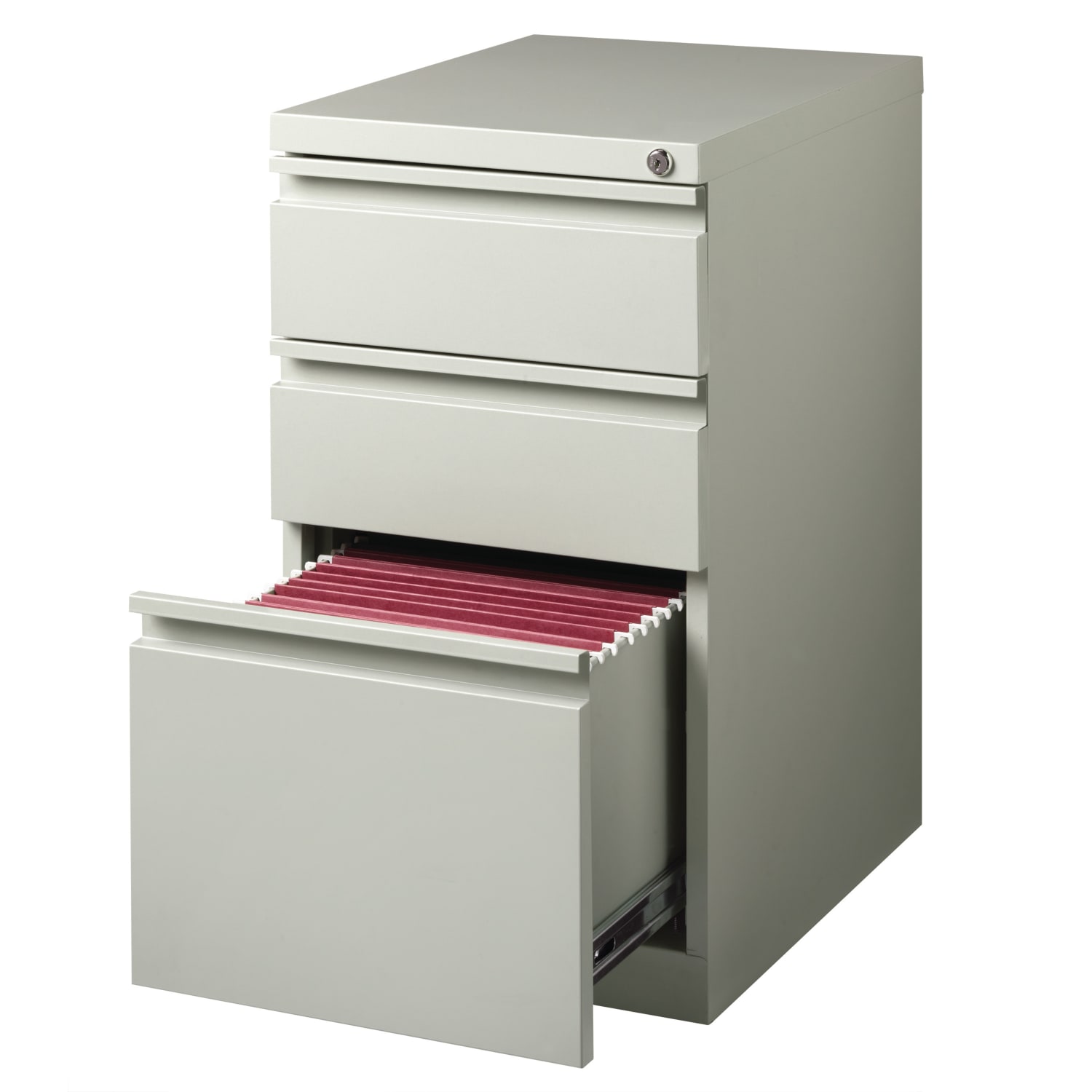 WorkPro 20inD Vertical 3-Drawer Mobile Pedestal File Cabinet, Light Gray - Image 5