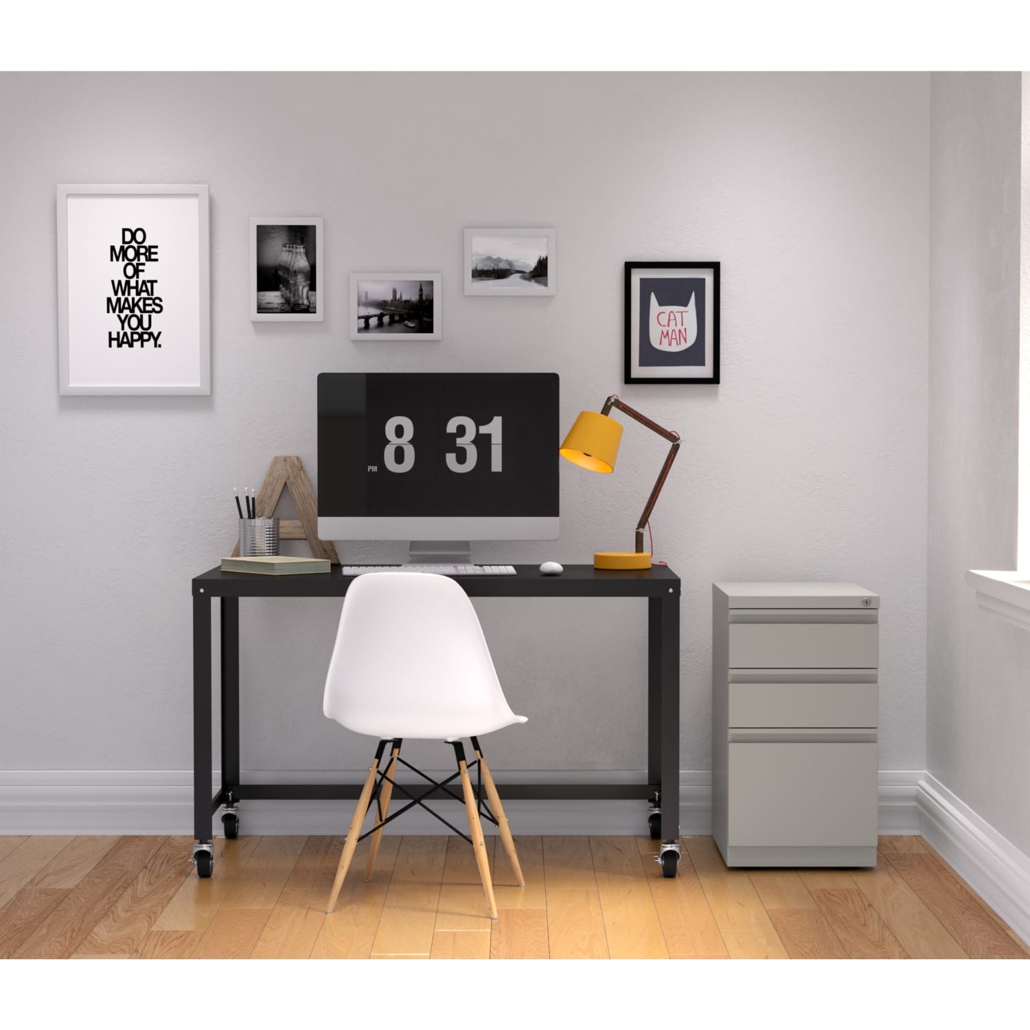 WorkPro 20inD Vertical 3-Drawer Mobile Pedestal File Cabinet, Light Gray - Image 6