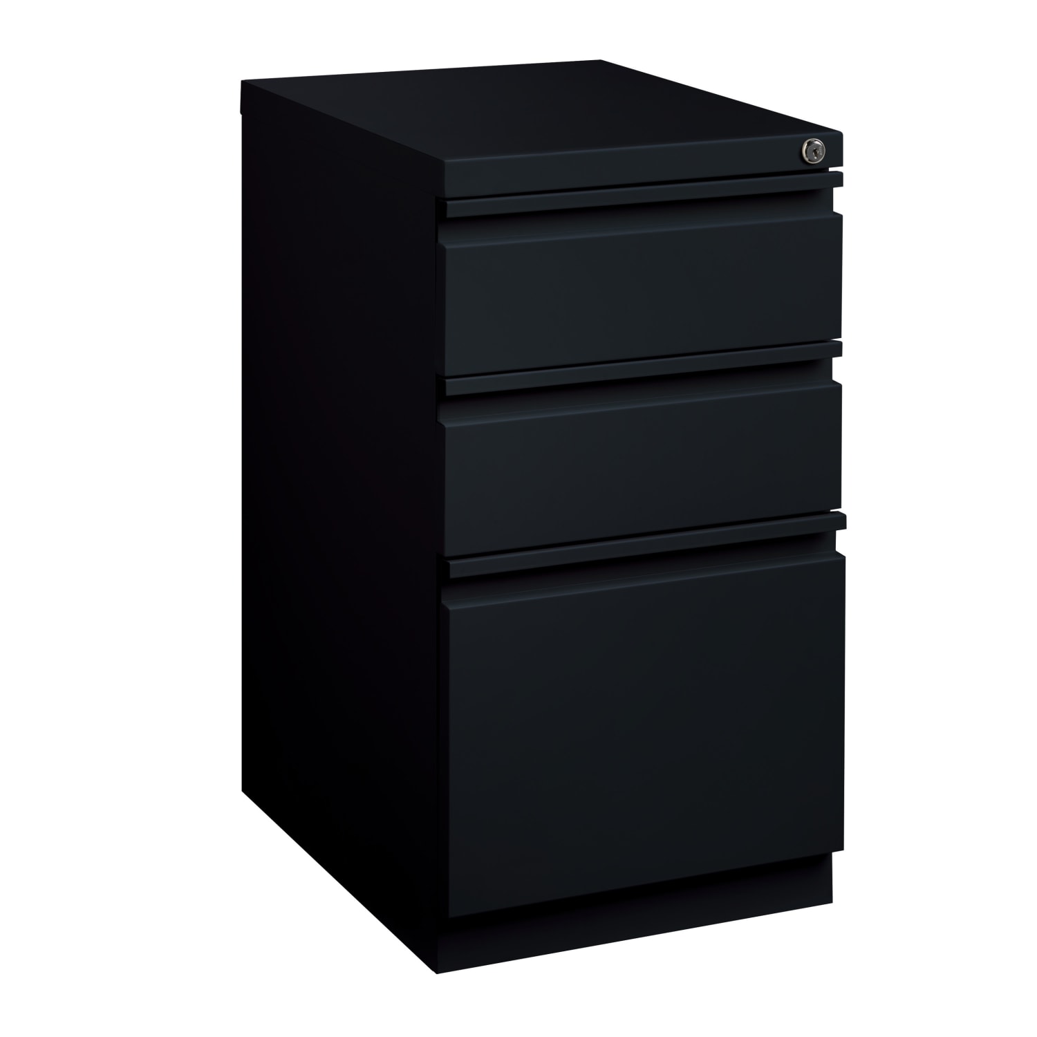WorkPro 20inD Vertical 3-Drawer Mobile Pedestal File Cabinet, Black