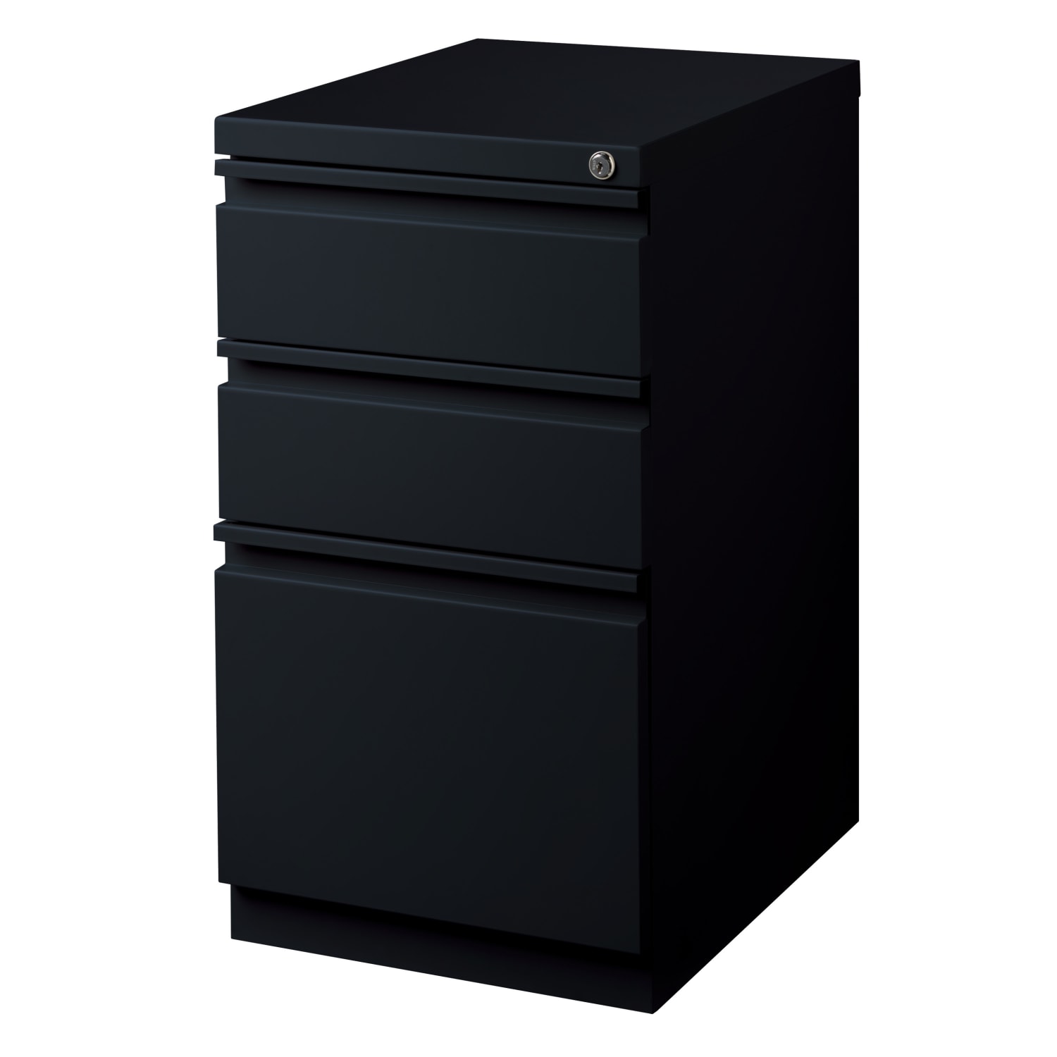 WorkPro 20inD Vertical 3-Drawer Mobile Pedestal File Cabinet, Black - Image 4