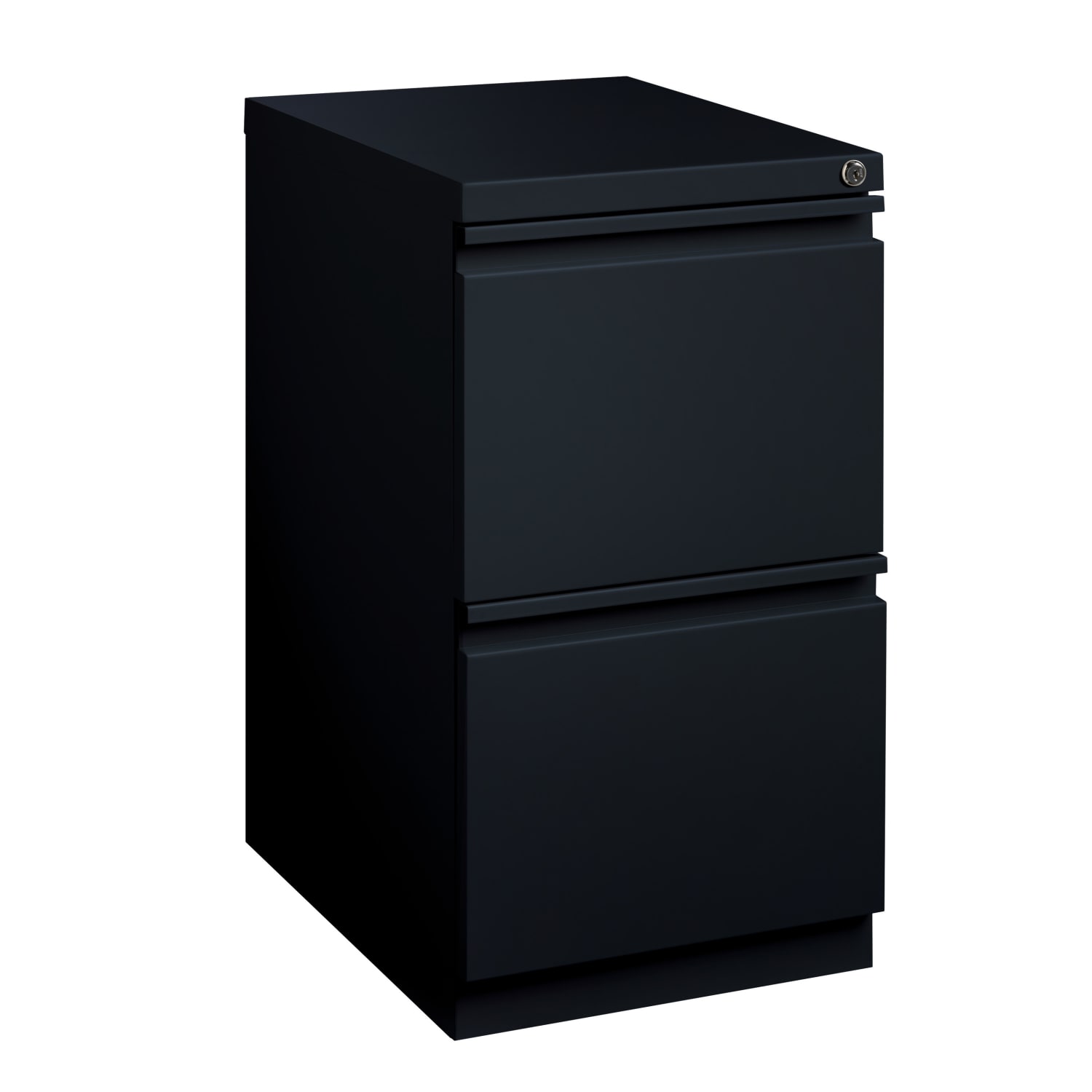 WorkPro 20inD Vertical 2-Drawer Letter-Size Mobile Pedestal File, Metal, Black