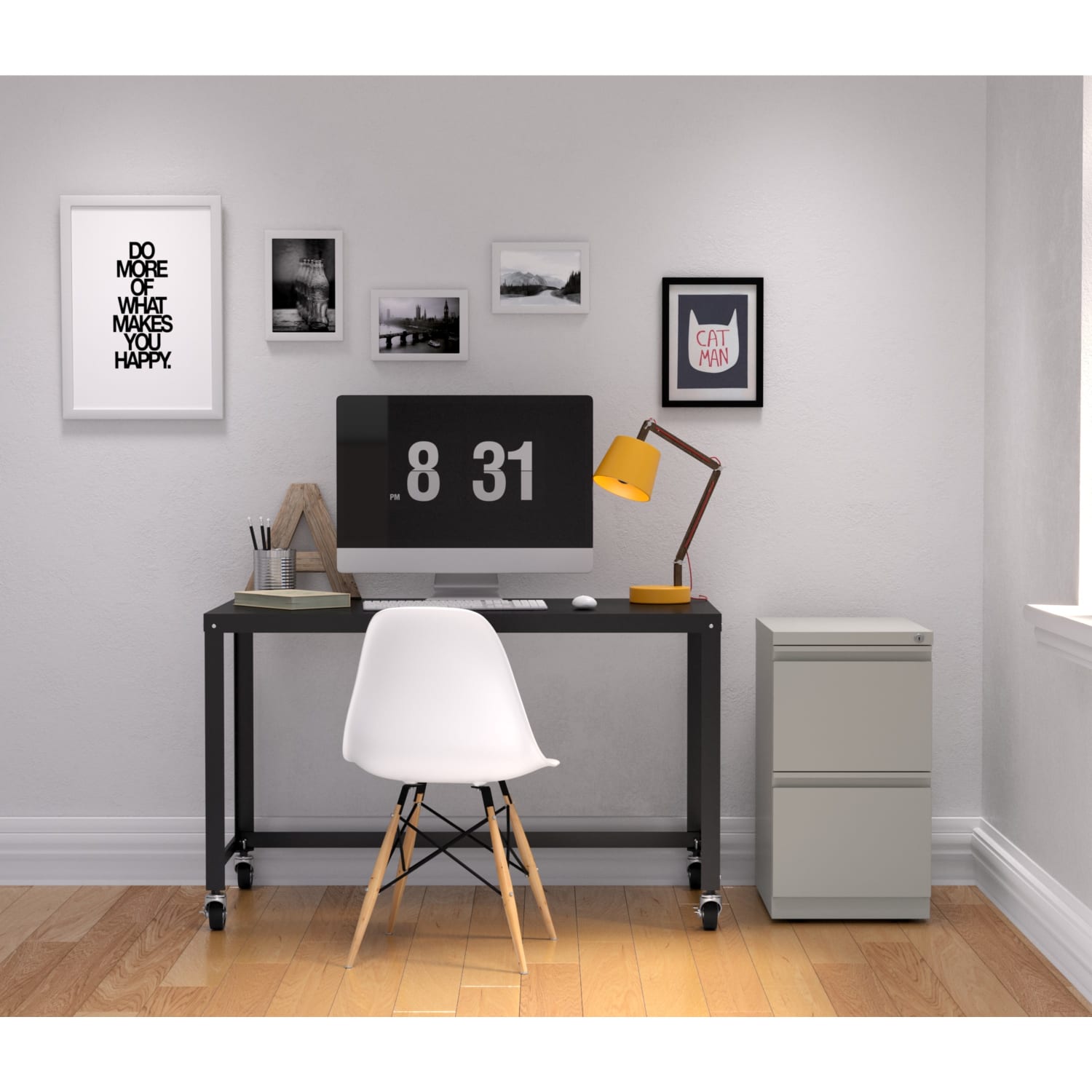 WorkPro 20inD 2-Drawer Letter-Size Vertical Mobile Pedestal File Cabinet, Metal, Light Gray - Image 6