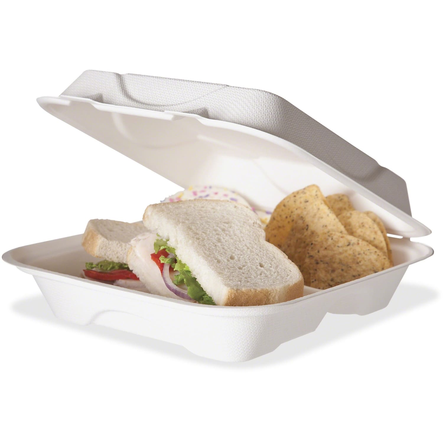 Eco-Products 3-Compartment Hot Food Containers, 3in x 9in x 9in, White, Case Of 200 - Image 3