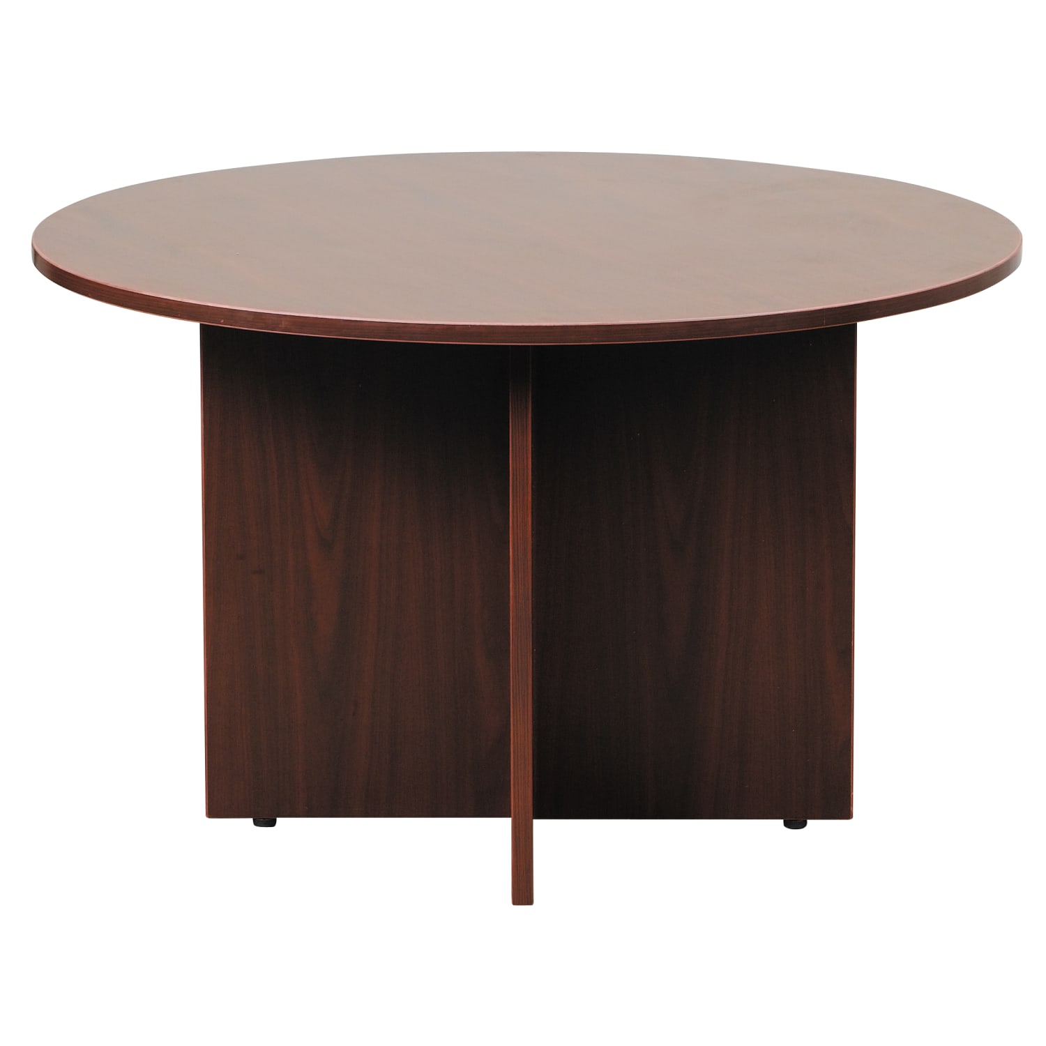 Boss Office Products Round Table And 4 Stackable Guest Chairs Set, 47in Diameter, Mahogany/Black - Image 4