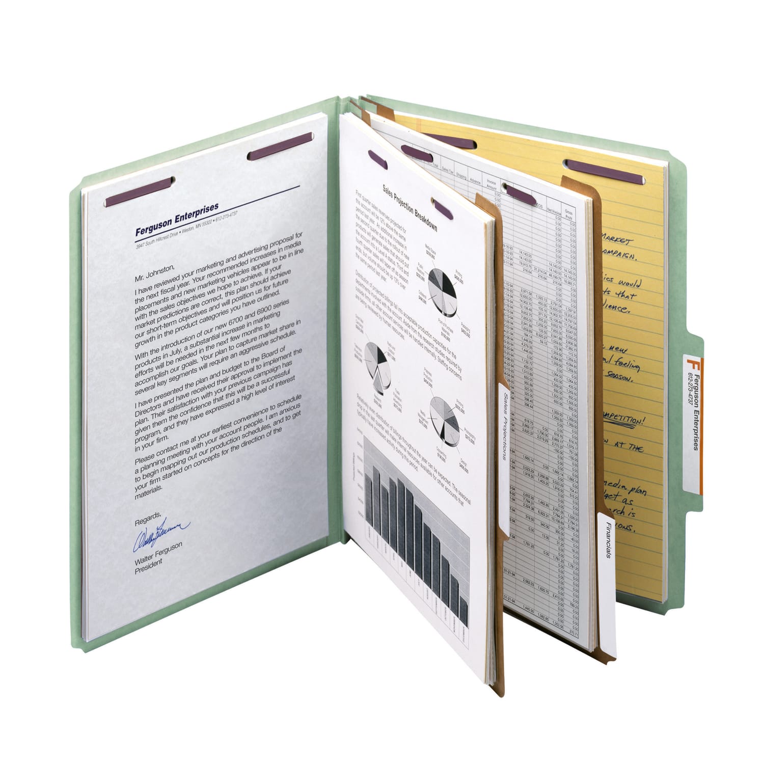 Smead Classification Folders, Pressboard With SafeSHIELD Fasteners, 2 Dividers, 2in Expansion, Letter Size, 100% Recycled, Gray/Green, Box Of 10 - Image 4