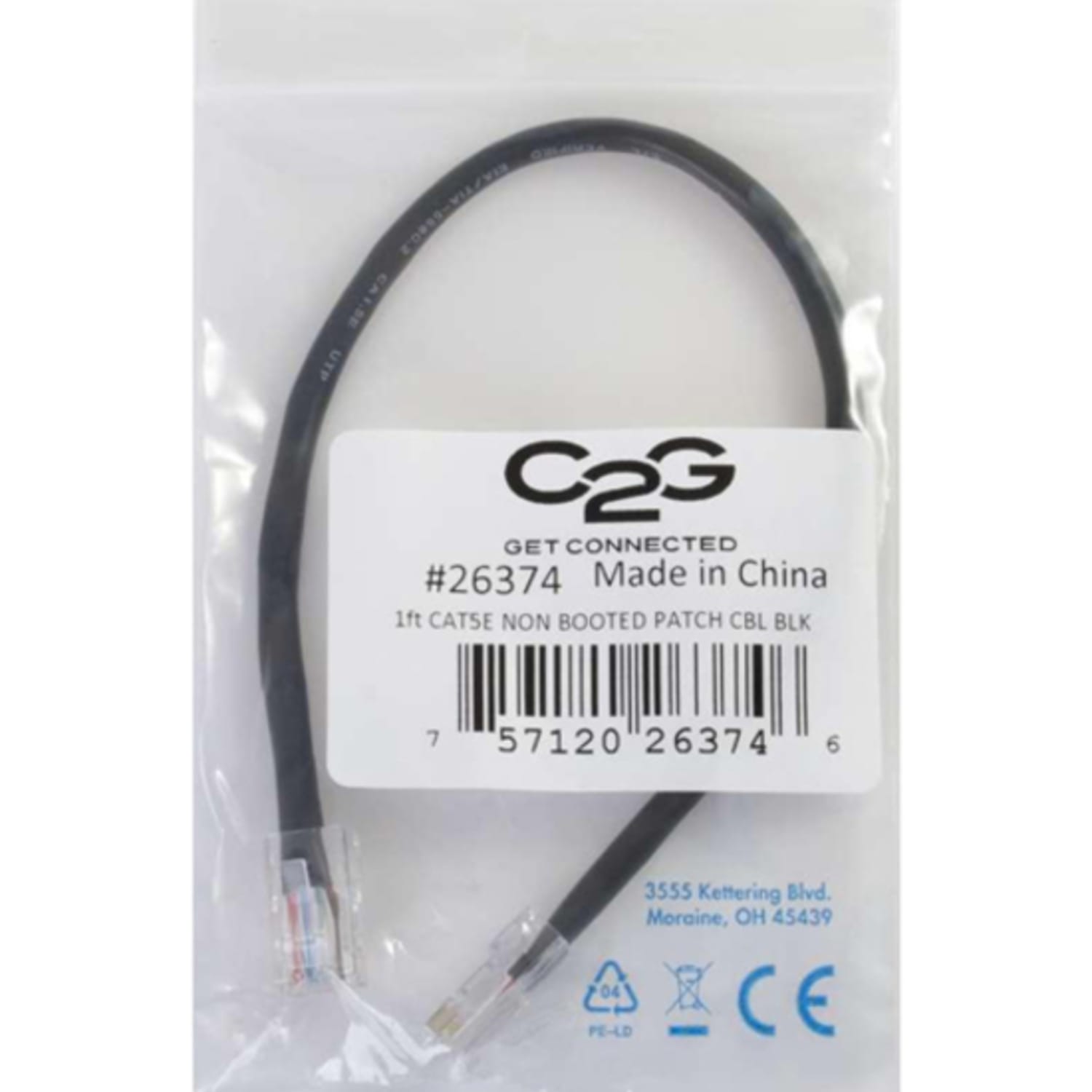 C2G-10ft Cat5e Non-Booted Unshielded (UTP) Network Patch Cable - Black - Category 5e for Network Device - RJ-45 Male - RJ-45 Male - 10ft - Black - Image 5