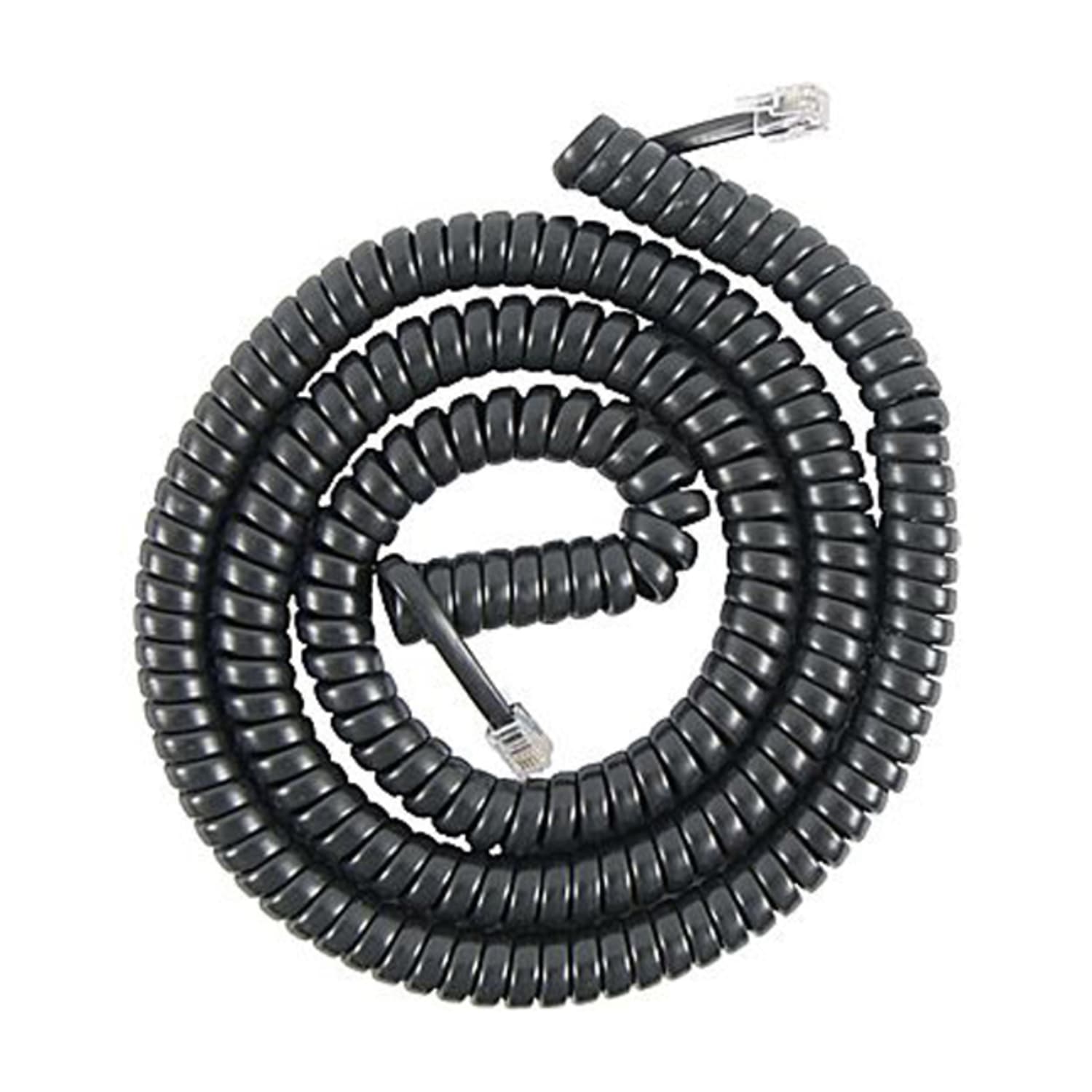 PowerGear Coiled Telephone Cord, 12ft, Black, 27639
