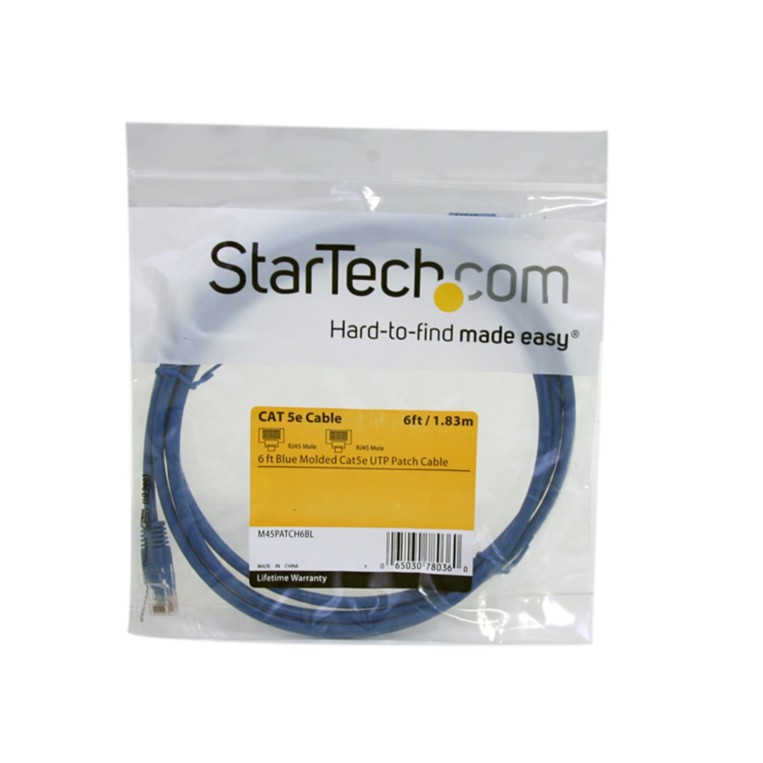 StarTech.com 6 ft Blue Molded Cat5e UTP Patch Cable - Make Fast Ethernet network connections using this high quality Cat5e Cable, with Power-over-Ethernet capability - 6ft Cat5e Patch Cable - 6 ft Cat 5e patch cable - 6ft Cat5e Patch Cord - Image 4