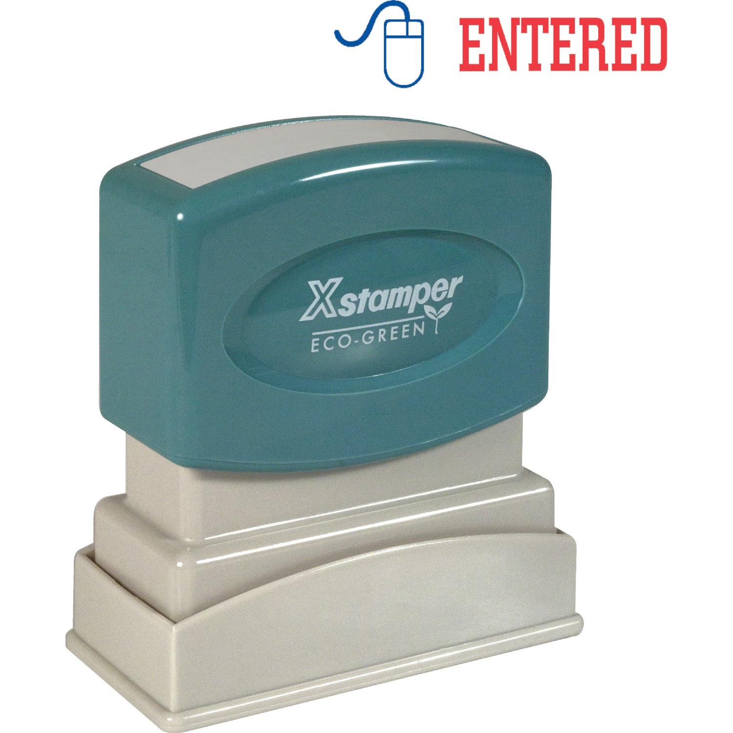 Xstamper Pre-Inked, Re-Inkable Two-Color Title Stamp, "Entered" - Image 3