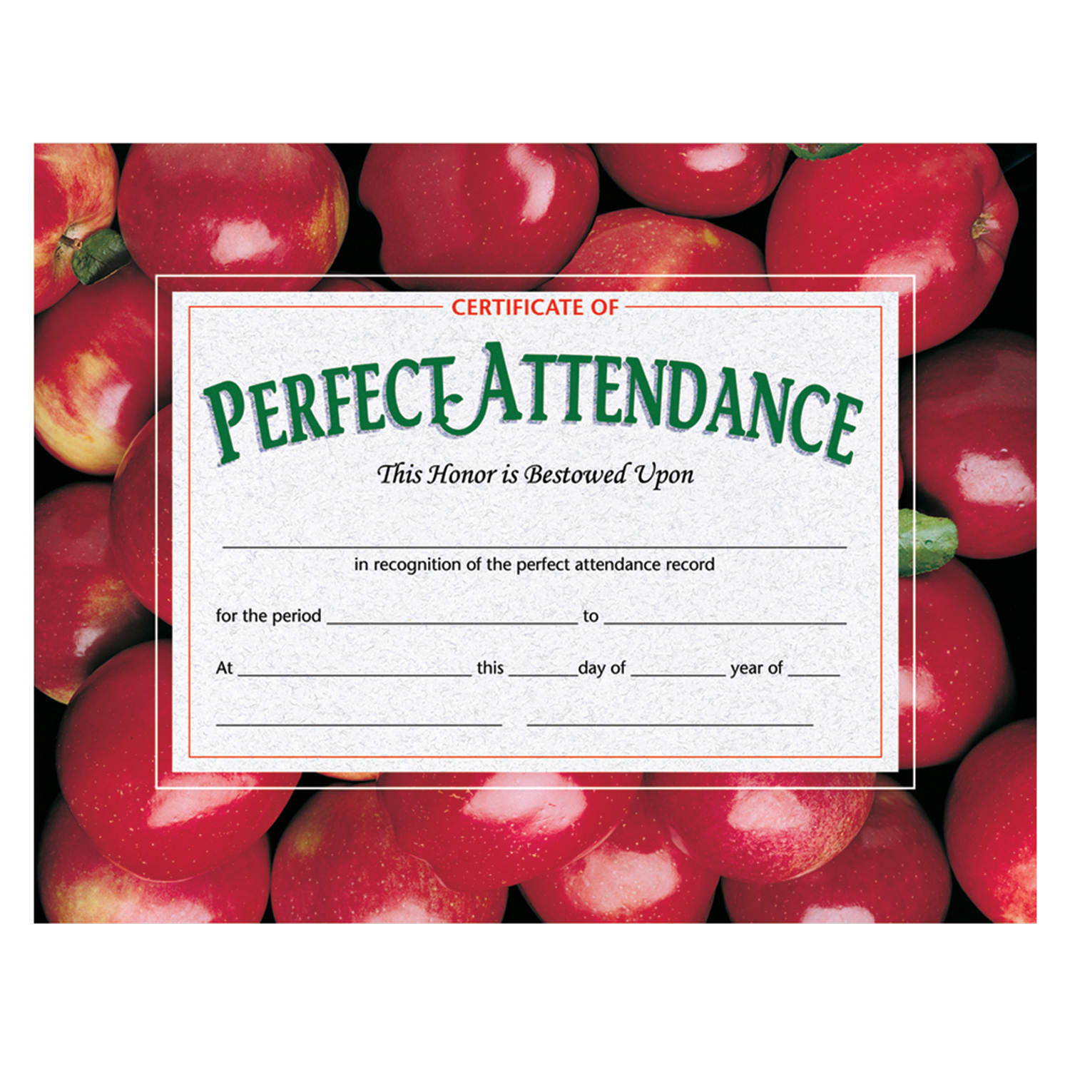Hayes Certificates, 8-1/2in x 11in, Perfect Attendance, Apples, 30 Certificates Per Pack, Set Of 3 Packs - Image 3