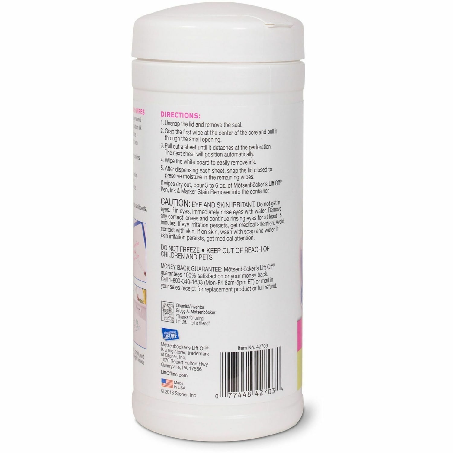 Motsenbockers Lift-Off Dry-Erase Cleaner Wipes, 7in x 12in, Canister Of 30 Wipes - Image 5