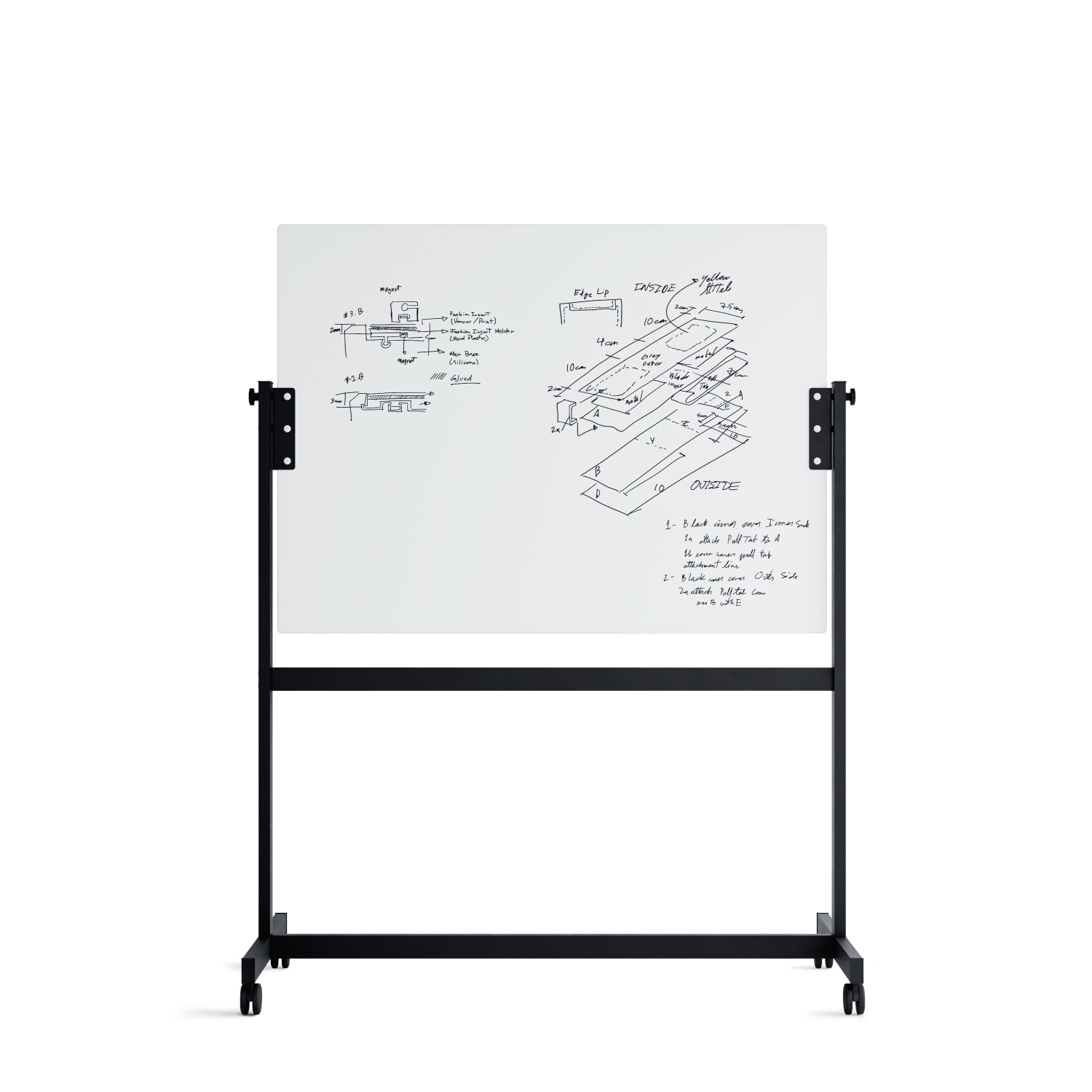 U Brands Magnetic Glass Dry-Erase Board Rolling Easel, 48in X 36in, White Frosted Surface, Actual Size 47in X 35in (2368U00-01) - Image 4