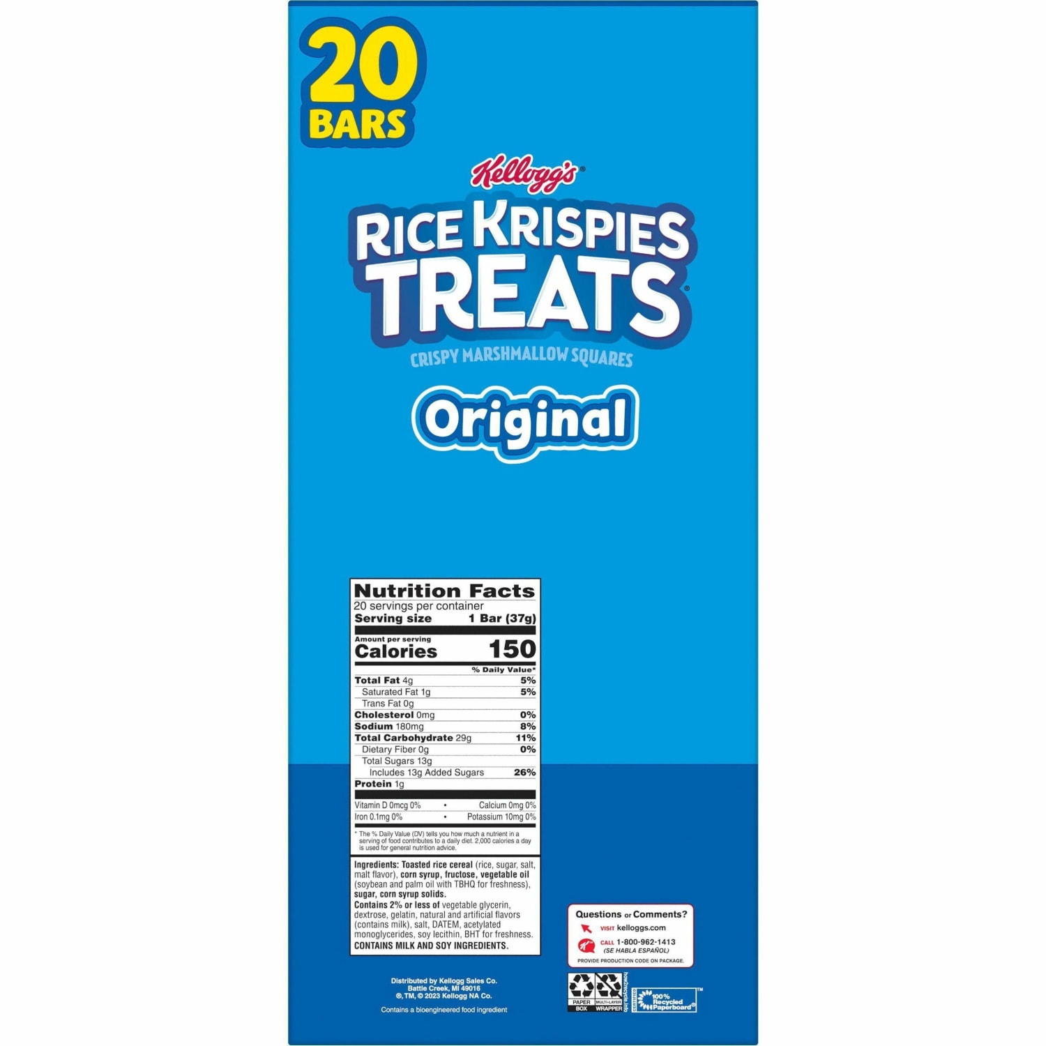 Kelloggs Rice Krispies Treats Original Bars, 1.3 Oz, Pack Of 20 - Image 6