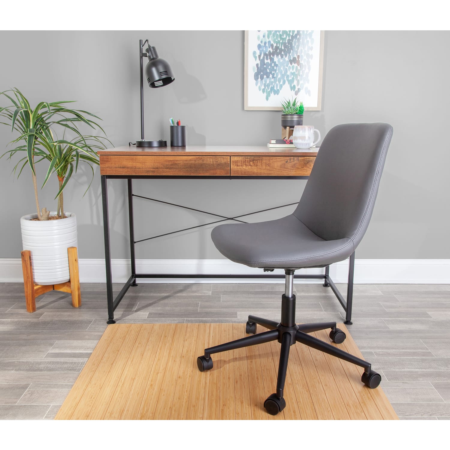 Realspace Bamboo Chair Mat, 42in x 48in, Natural - Image 3