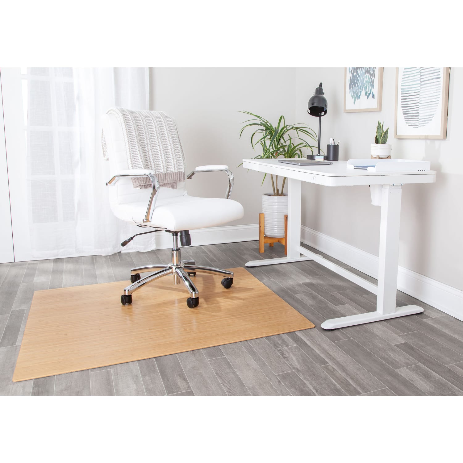 Realspace Bamboo Chair Mat, 42in x 48in, Natural - Image 5