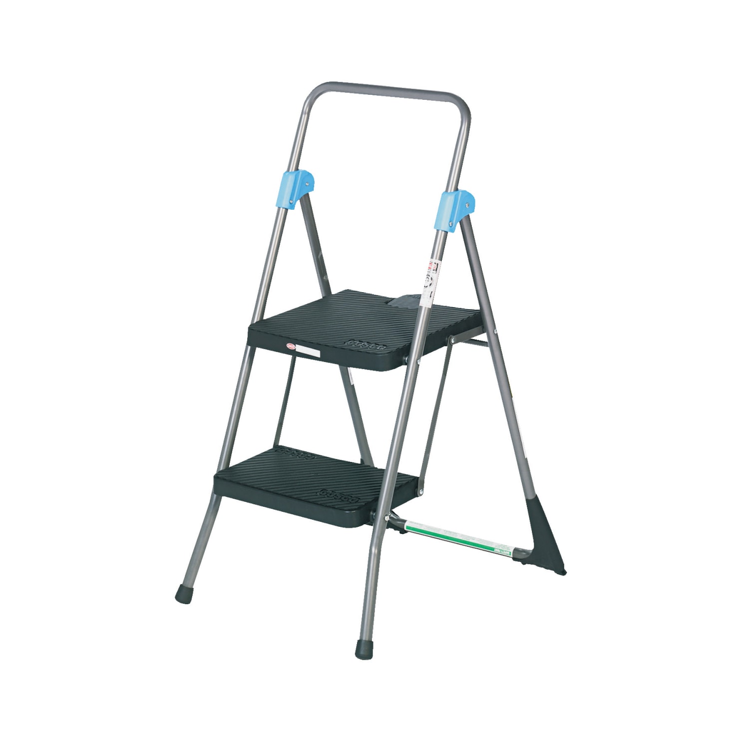 Cosco Steel 2-Step Folding Step Stool, 300 Lb Capacity, 39 1/2in x 22 1/2in x 24 3/4in, Gray