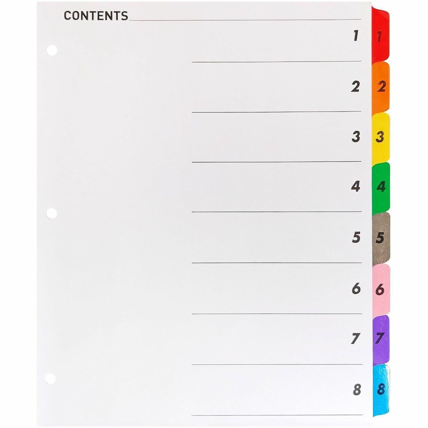 Sparco Quick Index Dividers With Table Of Contents Page, 1-8, White, 21901 - Image 4