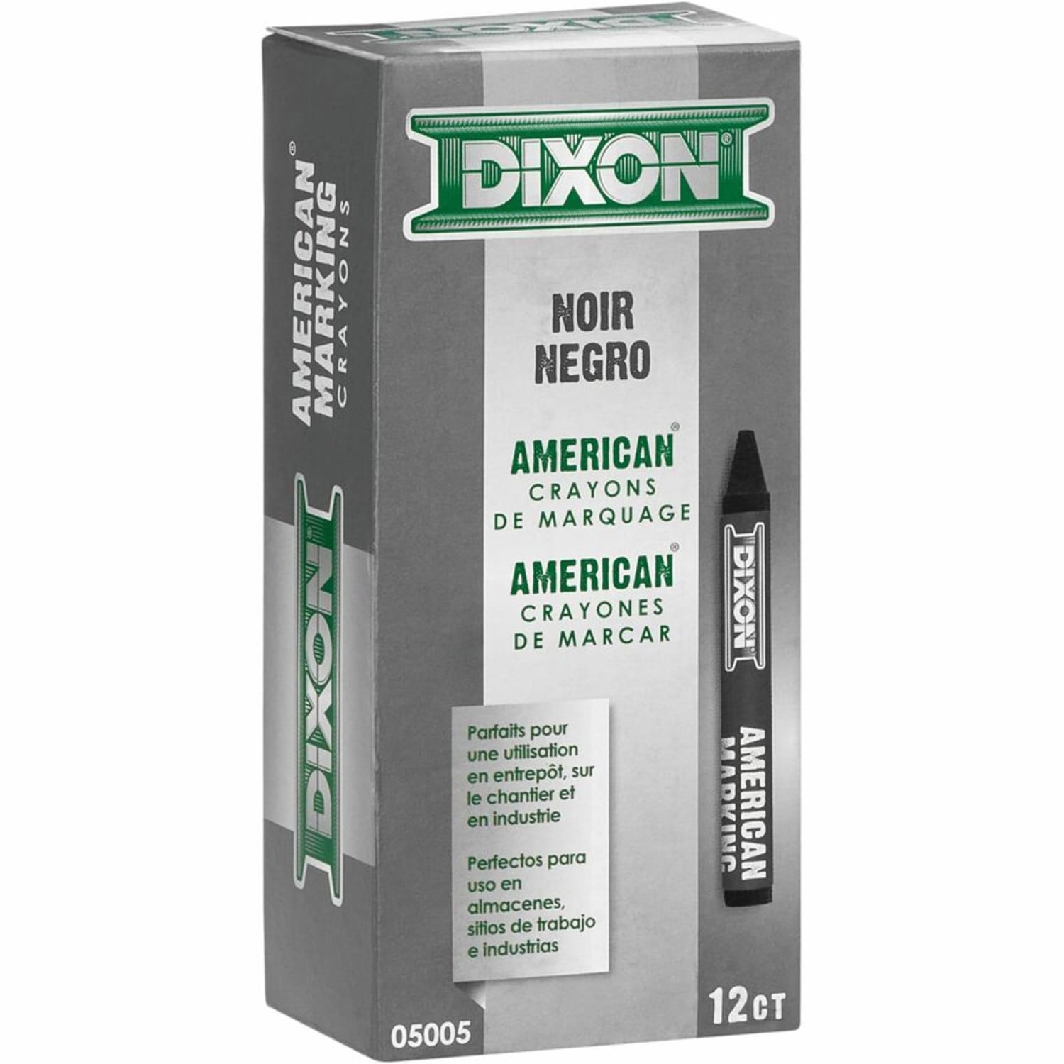 Dixon Long-Lasting Marking Crayons, 5in, Black, Pack of 12 - Image 3