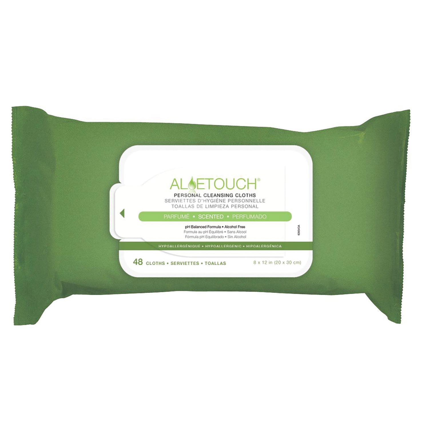 Aloetouch SELECT Premium Spunlace Personal Cleansing Wipes, Scented, 8in x 12in, White, 48 Per Pack, Case Of 12 Packs - Image 3