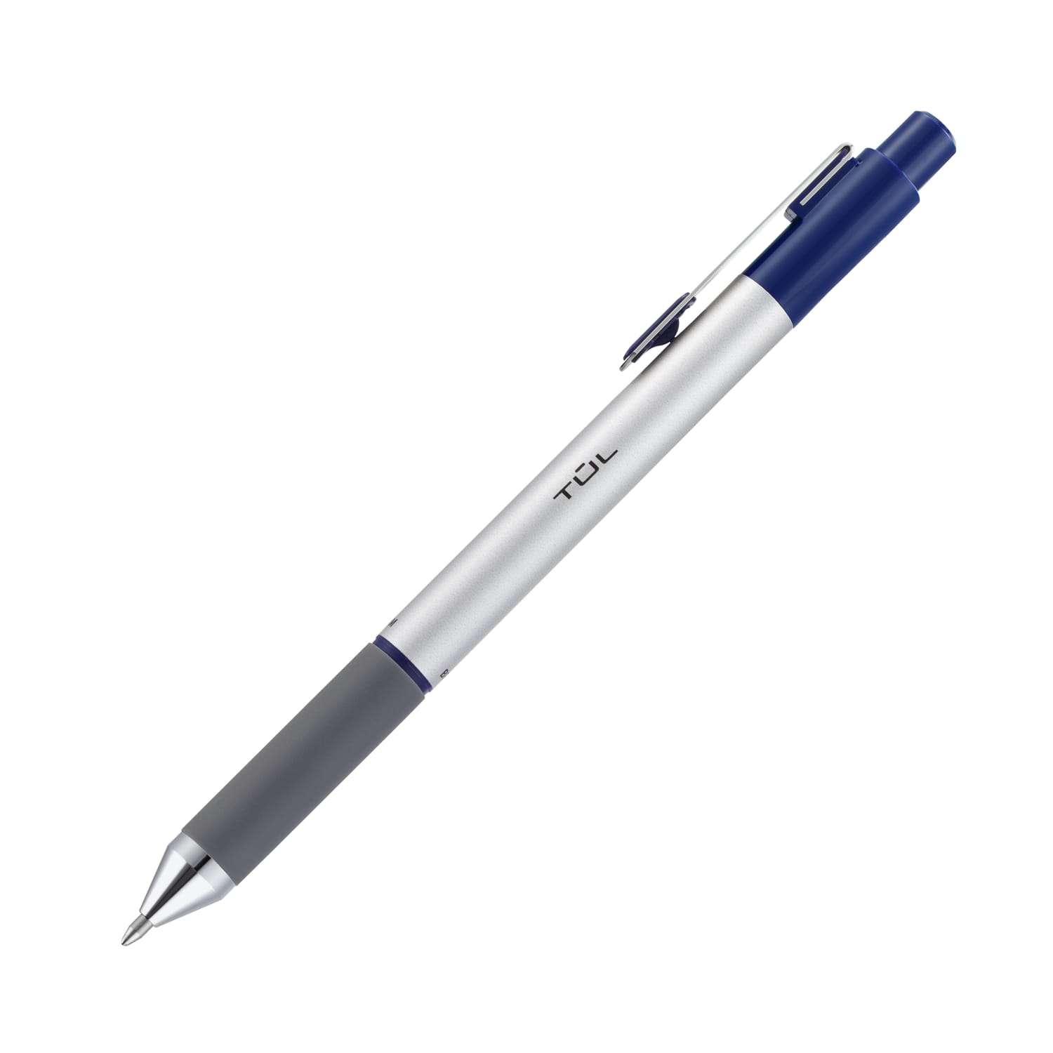 TUL BP Series Retractable Ballpoint Pens, Medium Point, 1.0 mm, Silver Barrel, Blue Ink, Pack Of 12 Pens - Image 3