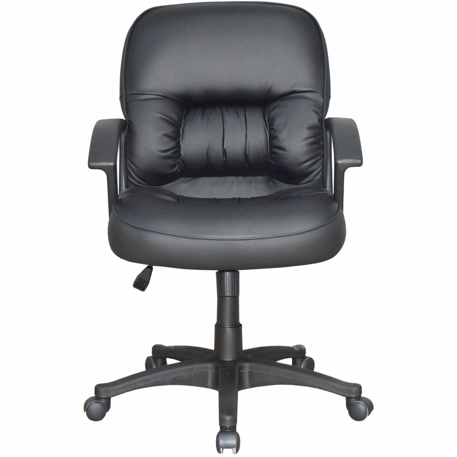 Lorell Tufted Ergonomic Bonded Leather Mid Back Chair Black PopularChairscom