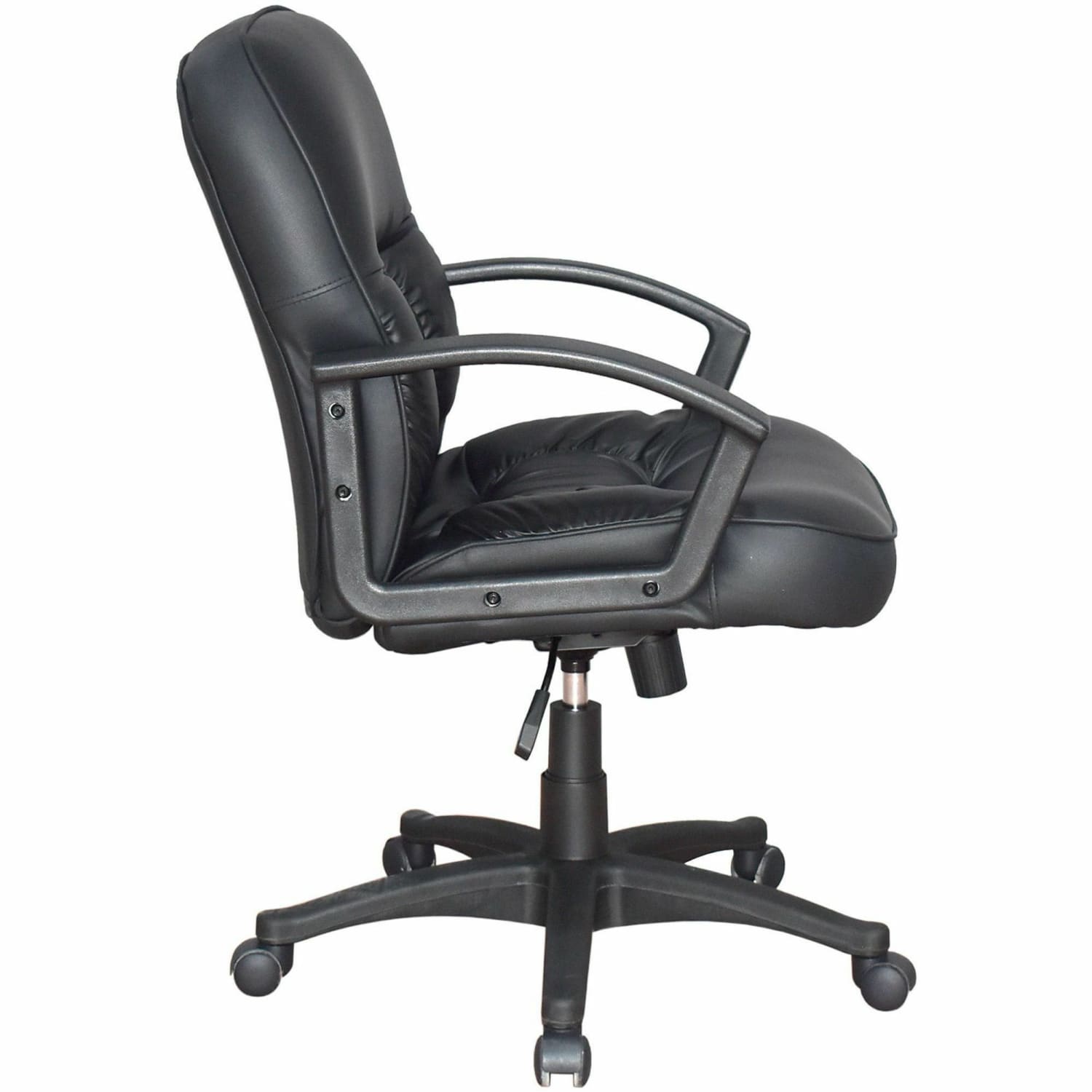 Lorell Tufted Ergonomic Bonded Leather Mid-Back Chair, Black - Image 4