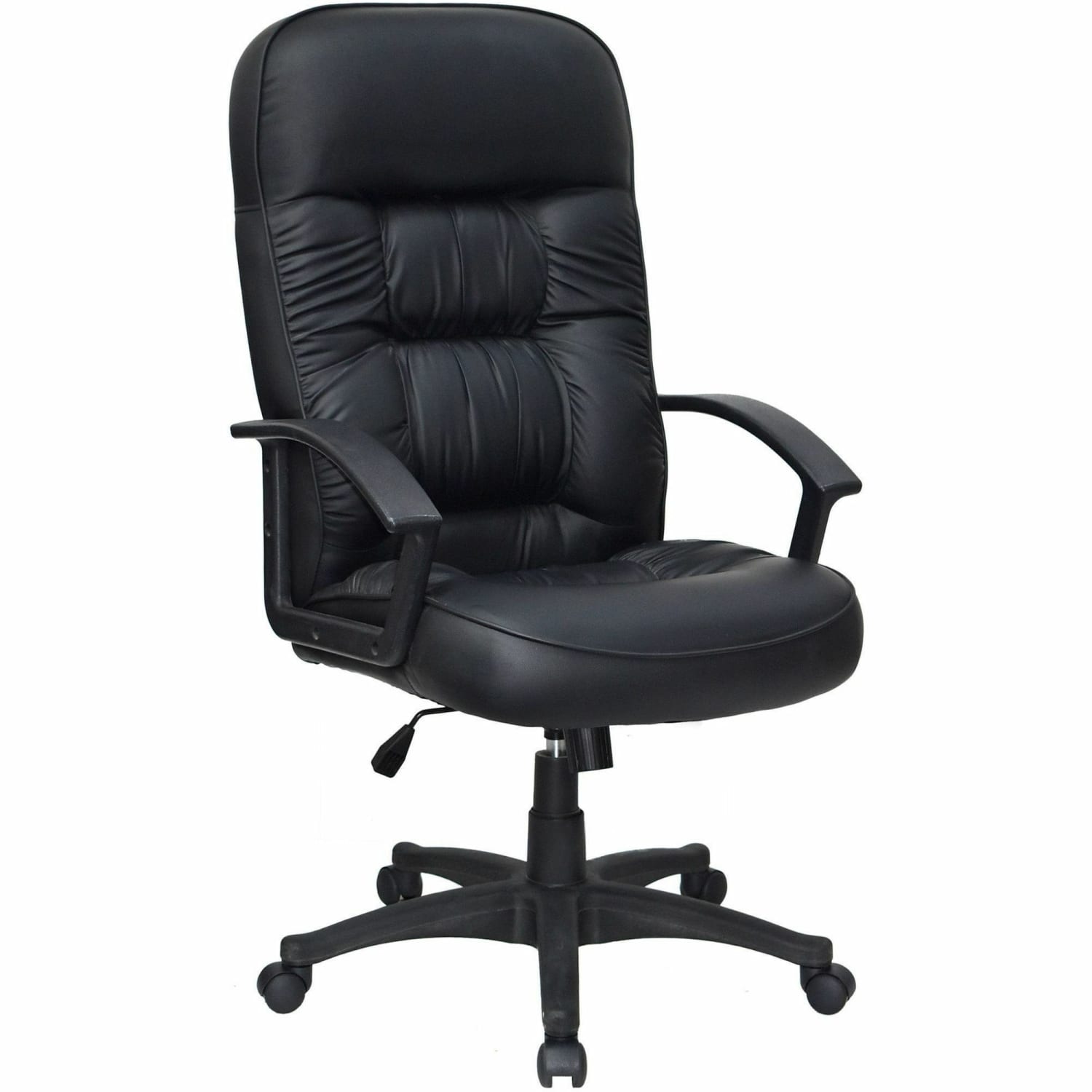 Lorell Tufted Ergonomic Bonded Leather High Back Executive Chair Black PopularChairscom