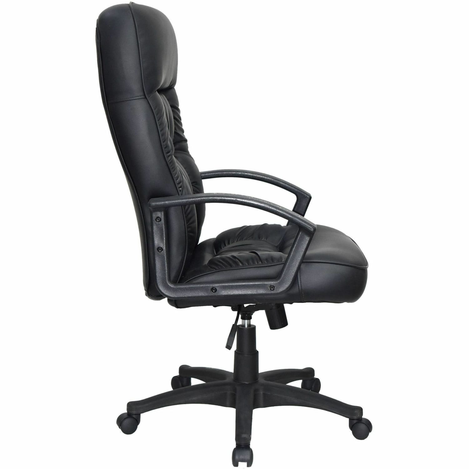 Lorell Tufted Ergonomic Bonded Leather High Back Executive Chair Black PopularChairscom