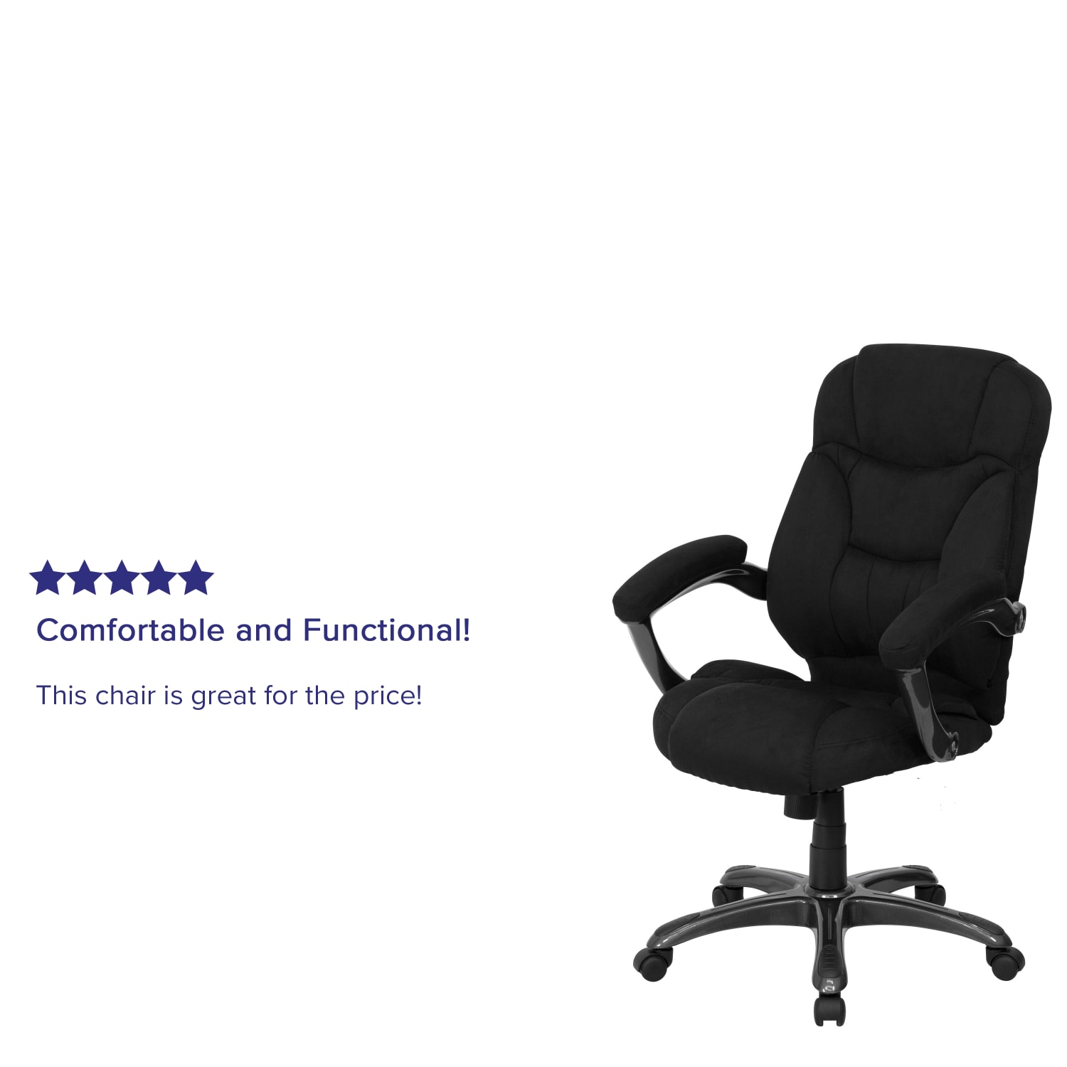 Flash Furniture Ergonomic Microfiber High-Back Chair, Black/Titanium - Image 6