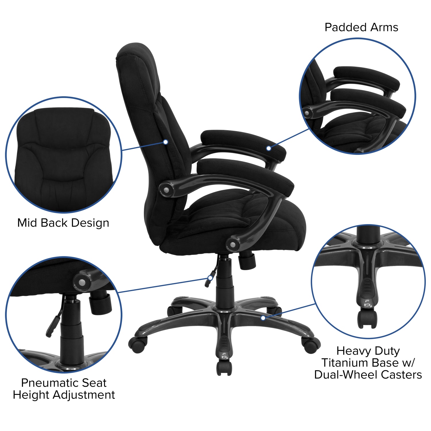 Flash Furniture Ergonomic Microfiber High-Back Chair, Black/Titanium - Image 7