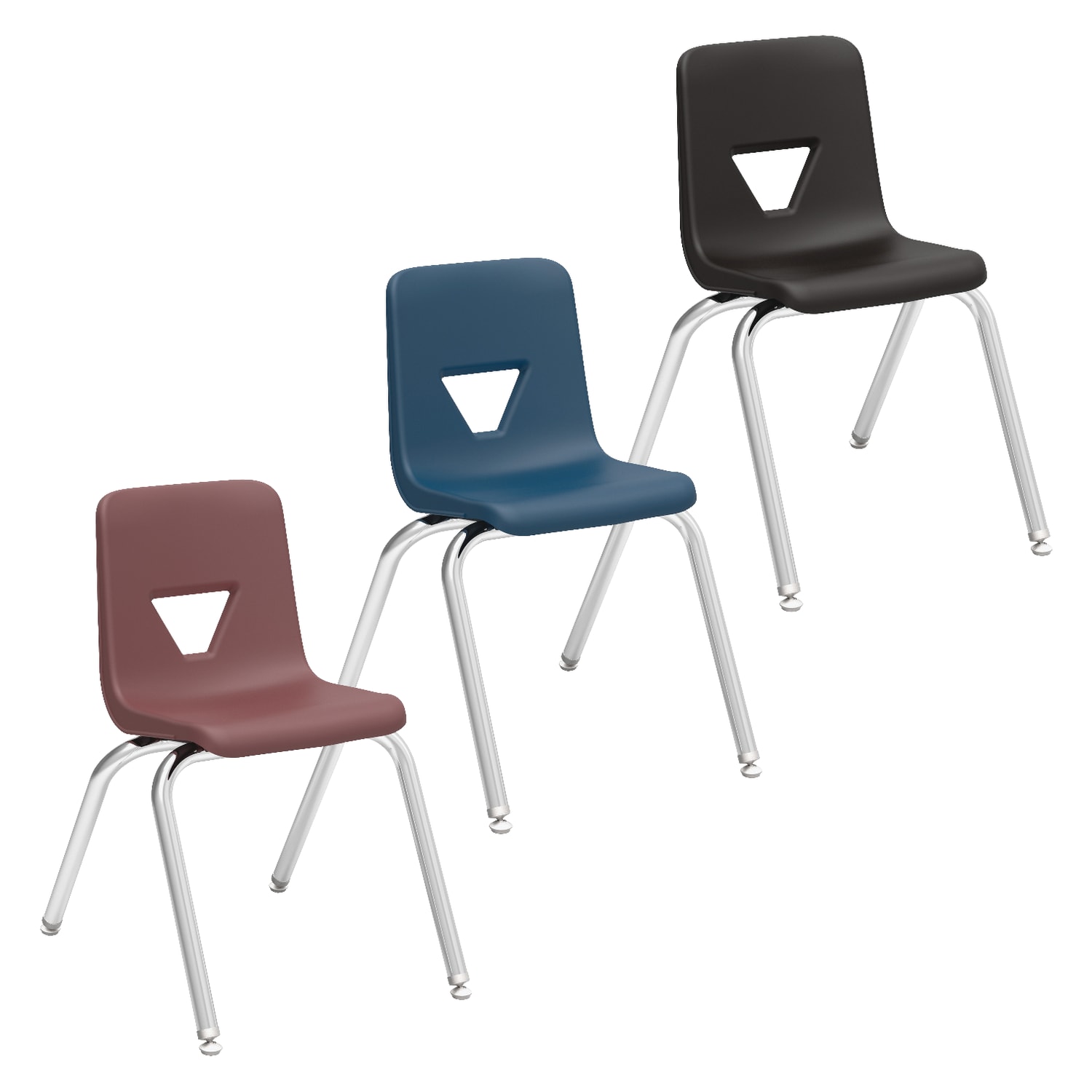 Lorell Classroom Student Stack Chairs 16inH Seat NavySilver Set Of 4 PopularChairscom