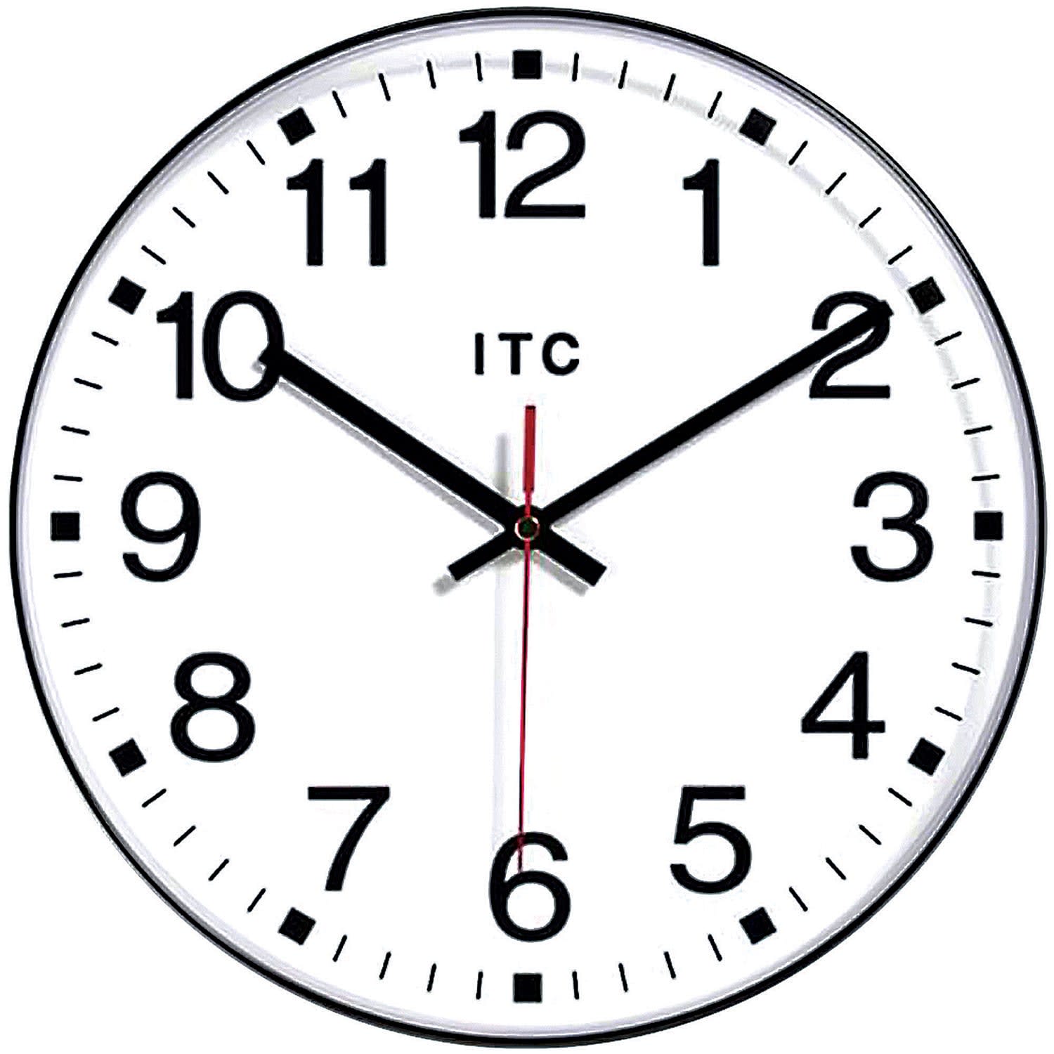 Infinity Instruments Round Wall Clock, 12in, Black/White