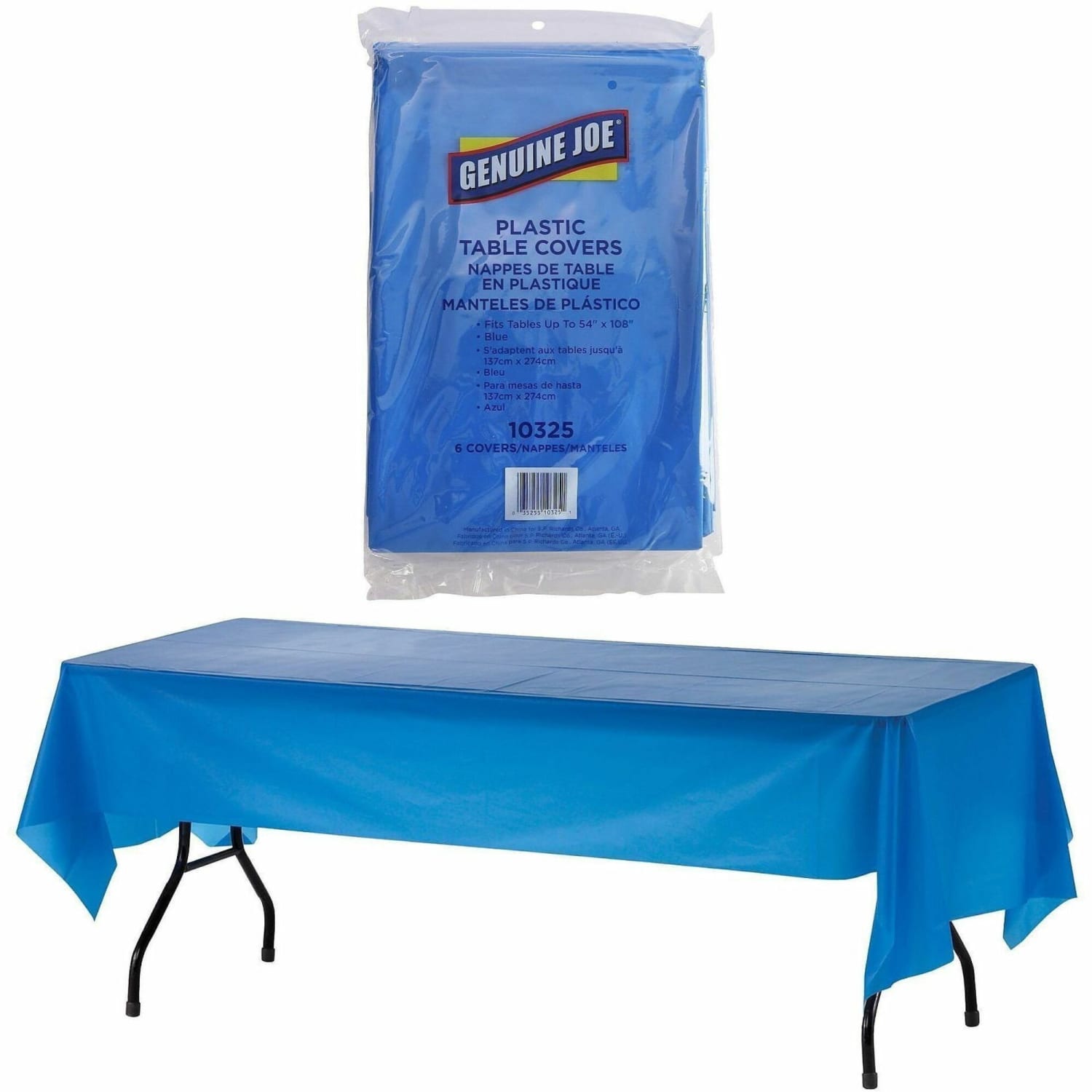 Tablemate Plastic Table Covers, 54in x 108in, Blue, Pack Of 6 - Image 3