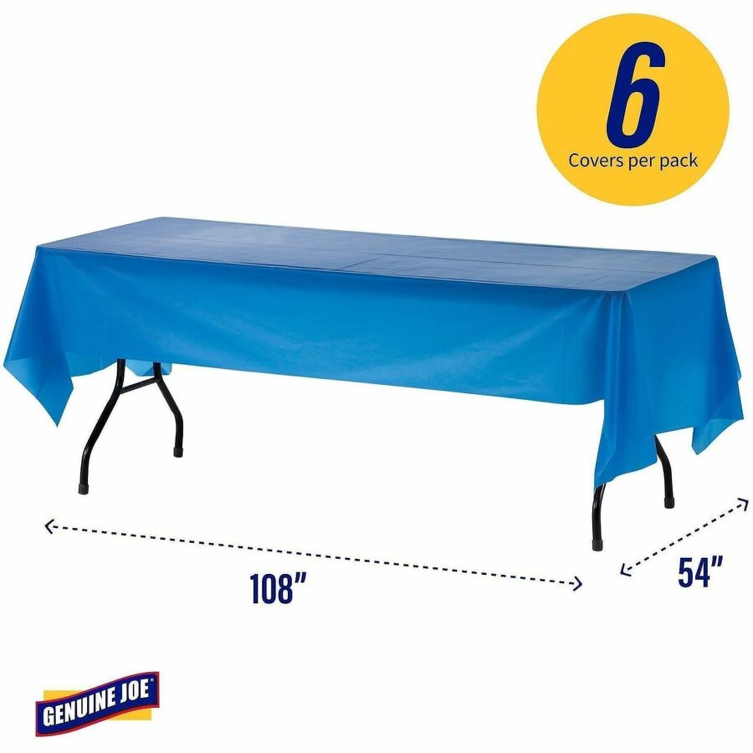 Tablemate Plastic Table Covers, 54in x 108in, Blue, Pack Of 6 - Image 6