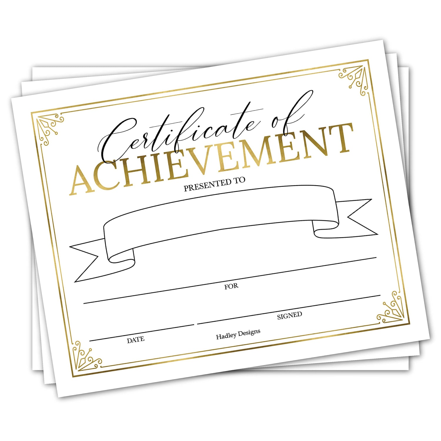 Hadley Designs Certificates For Students, 8in x 10in, Elegant Gold Award, Set Of 25