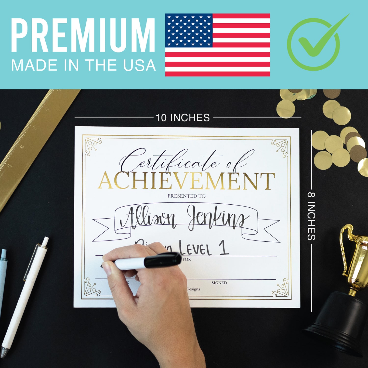 Hadley Designs Certificates For Students, 8in x 10in, Elegant Gold Award, Set Of 25 - Image 3