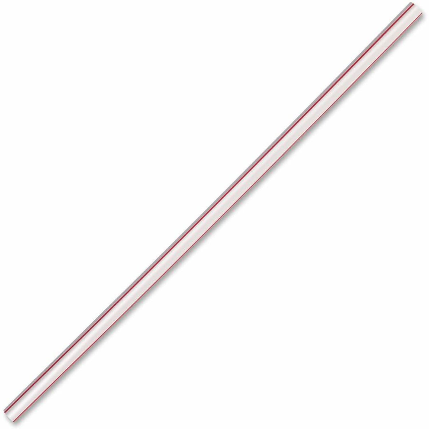 Genuine Joe Jumbo Striped Straws - 7.8in Length - Plastic - Red, White - 500 / Box - Image 6