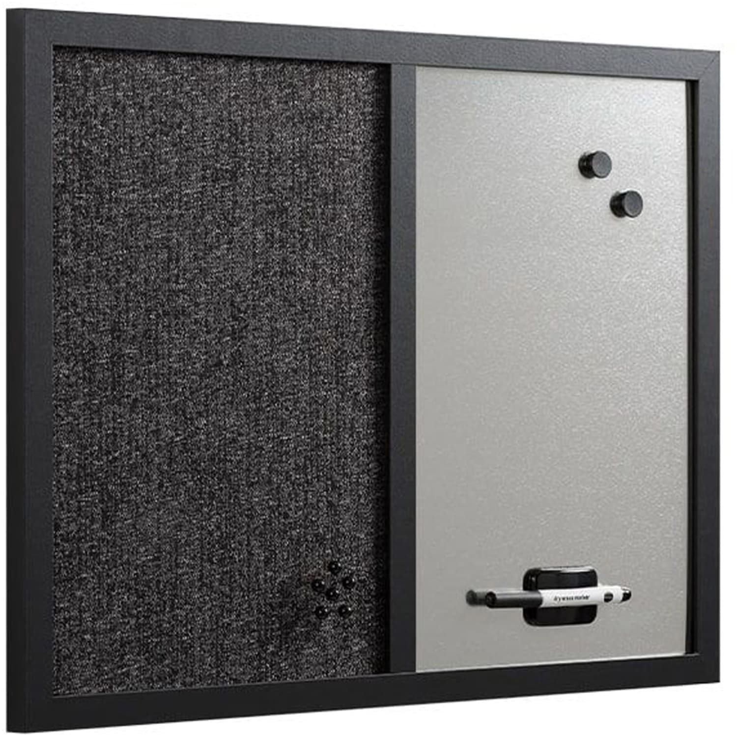 MasterVision Magnetic Dry-Erase Whiteboard/Fabric Bulletin Combination Cubicle Board, 18in x 24in, Wood Frame With Black Finish - Image 4