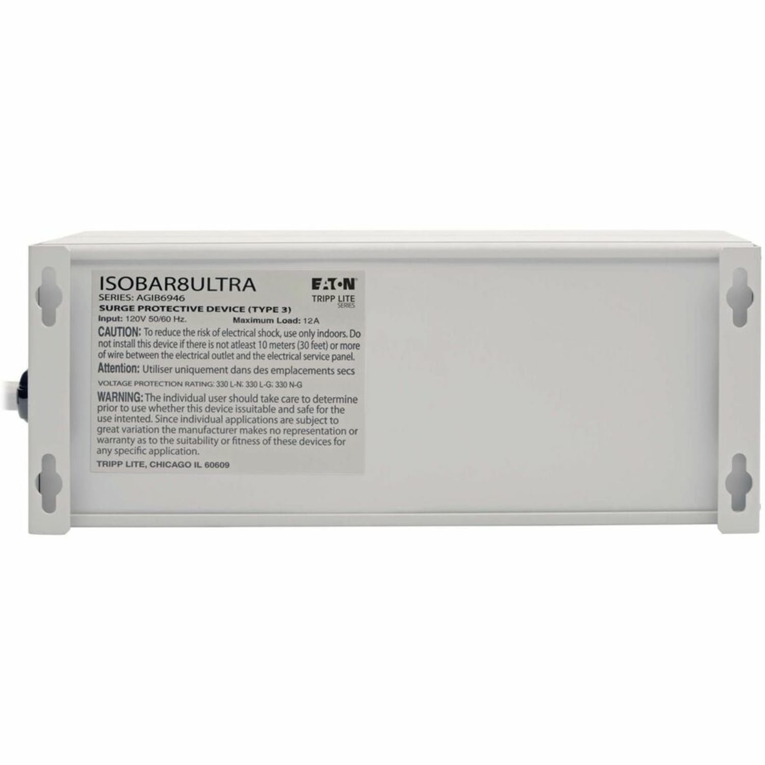 Tripp Lite Isobar Premium Surge Suppressor, 8-Outlet, 12ft Cord - Image 3