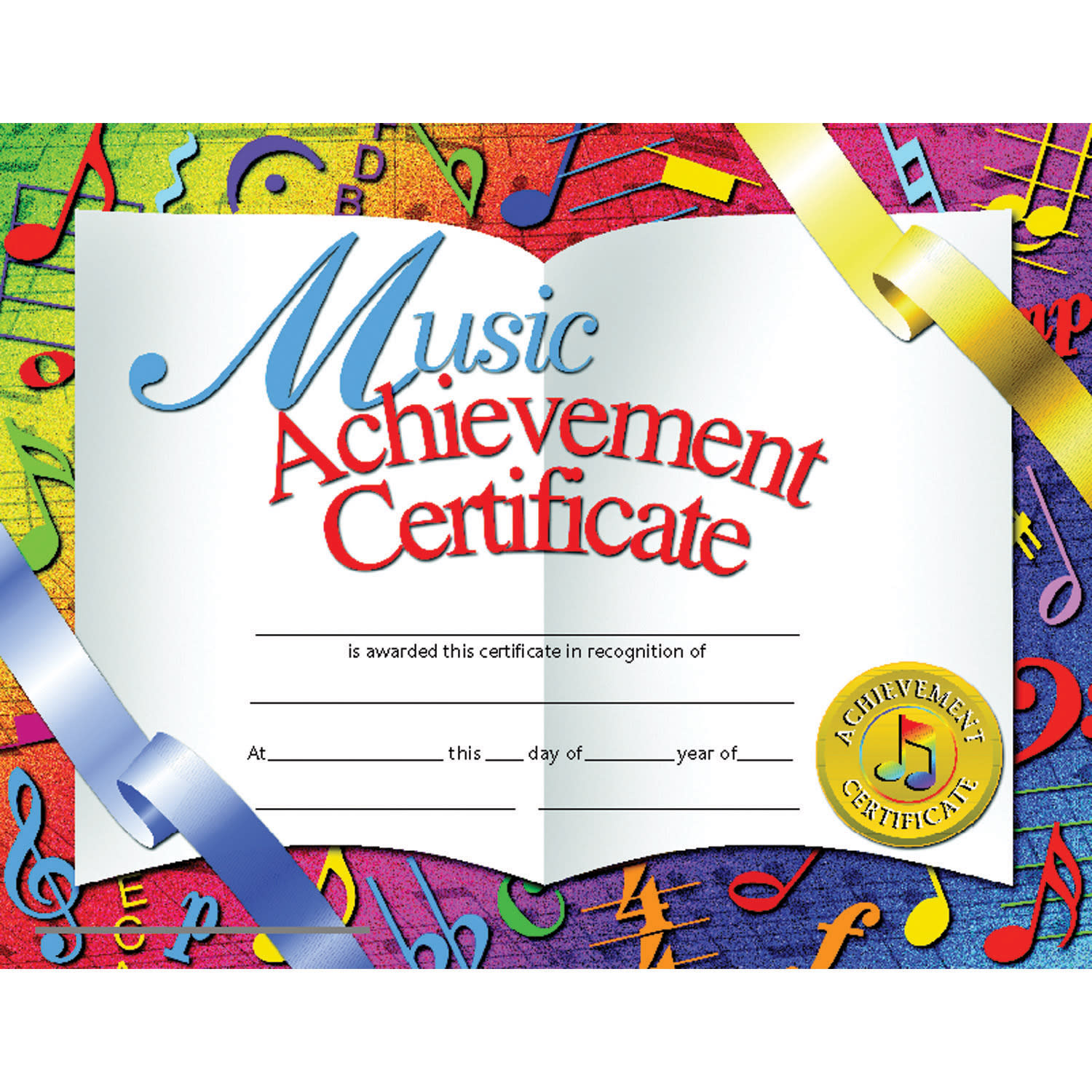 Hayes Certificates, 8-1/2in x 11in, Music Achievement, Rainbow, 30 Certificates Per Pack, Set Of 3 Packs - Image 3