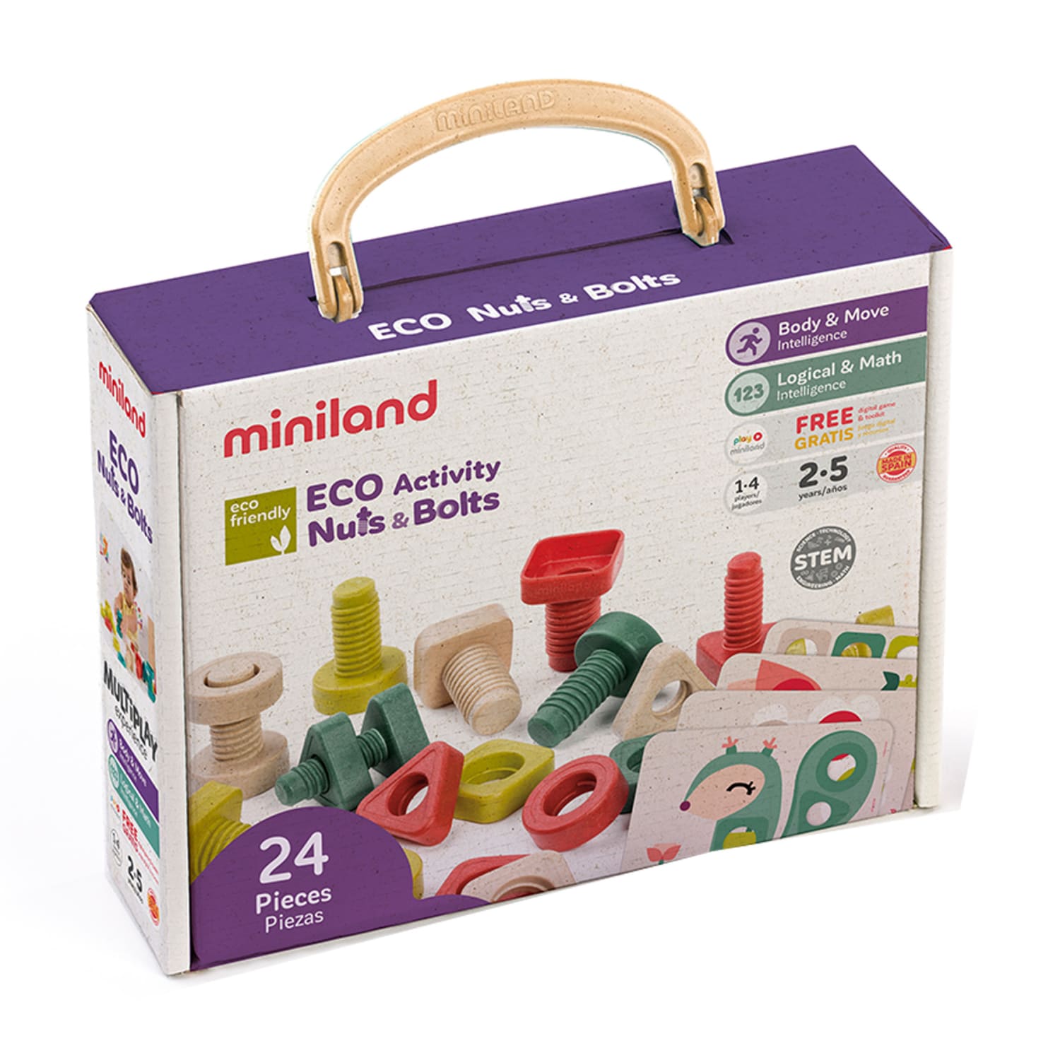 Miniland ECO Nuts & Bolts Building Blocks, Set Of 28 Blocks - Image 3