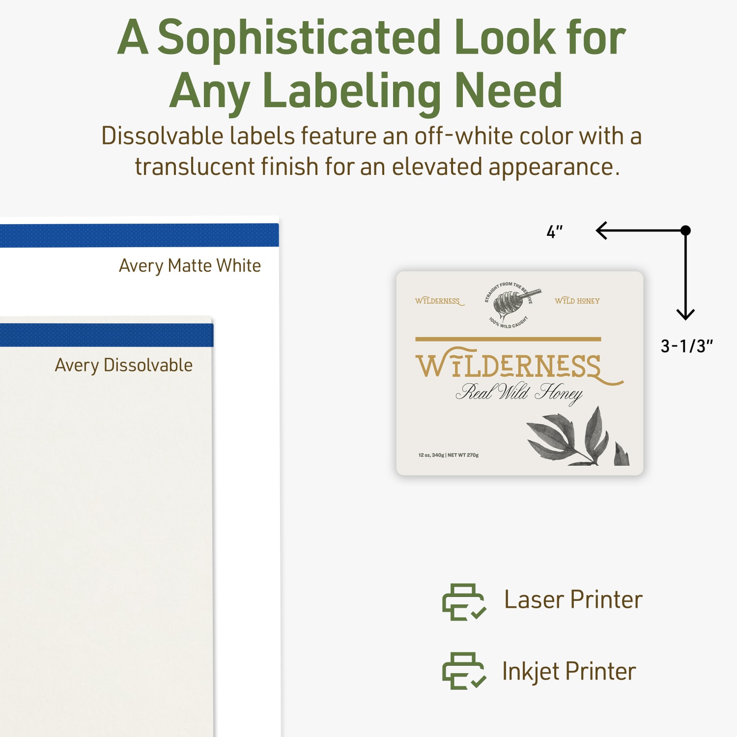 Avery Dissolvable Labels With Sure Feed Technology, 94215-DWMP25, Rectangle, 3-1/3inx4in, Matte Off-White, Pack Of 150 - Image 5