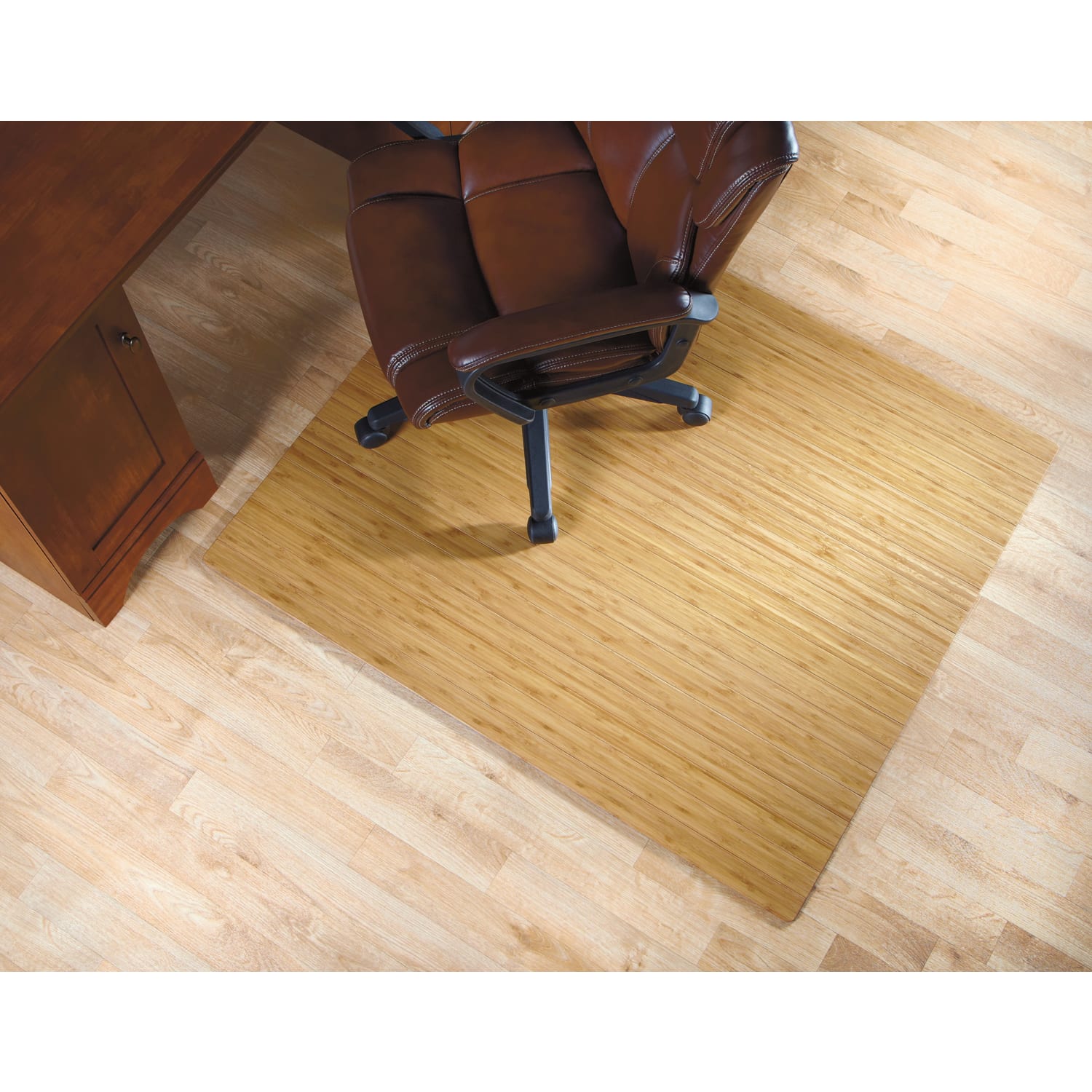 Realspace Bamboo Roll-Up Chair Mat, 48in x 52in, Natural - Image 3