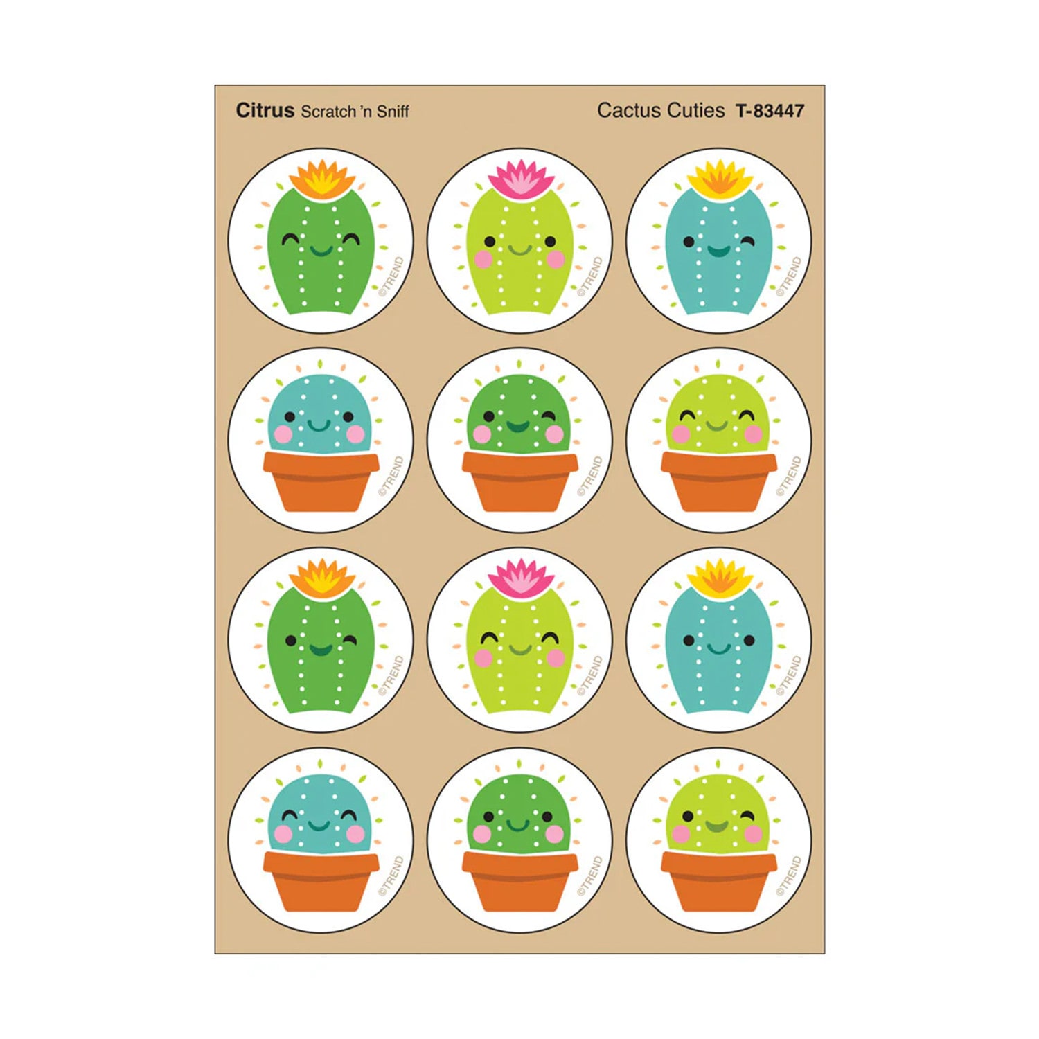 TREND Stinky Stickers, Cactus Cuties, Citrus scent, 48 Per Pack, Set Of 6 Packs - Image 3