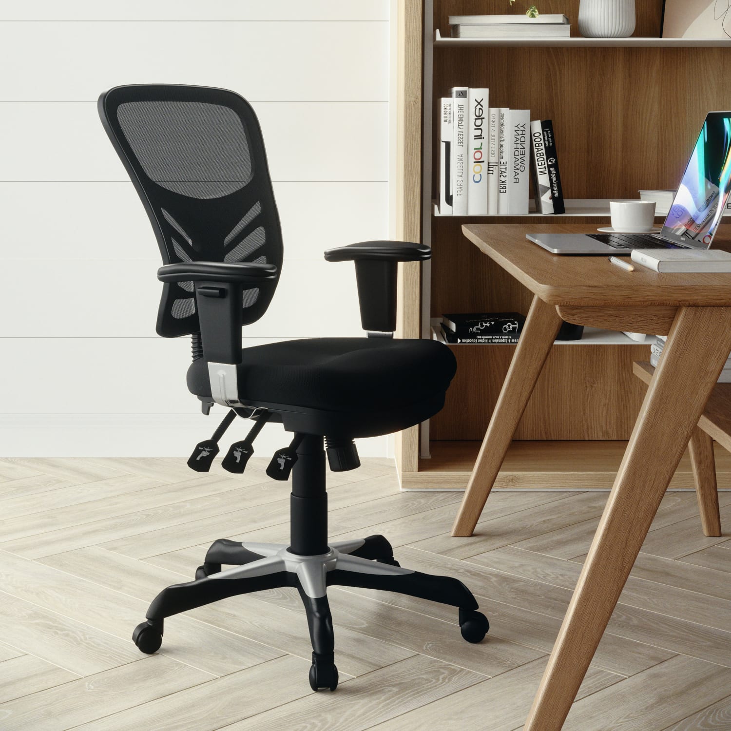 Flash Furniture Nicholas MidBack Black Mesh Multifunction Executive Swivel Ergonomic Office Chair with Adjustable Arms Black PopularChairscom Flash Furniture Nicholas Mid Back Black Mesh Multifunction Executive Swivel Ergonomic Office Chair with Adjustable Arms Black PopularChairscom